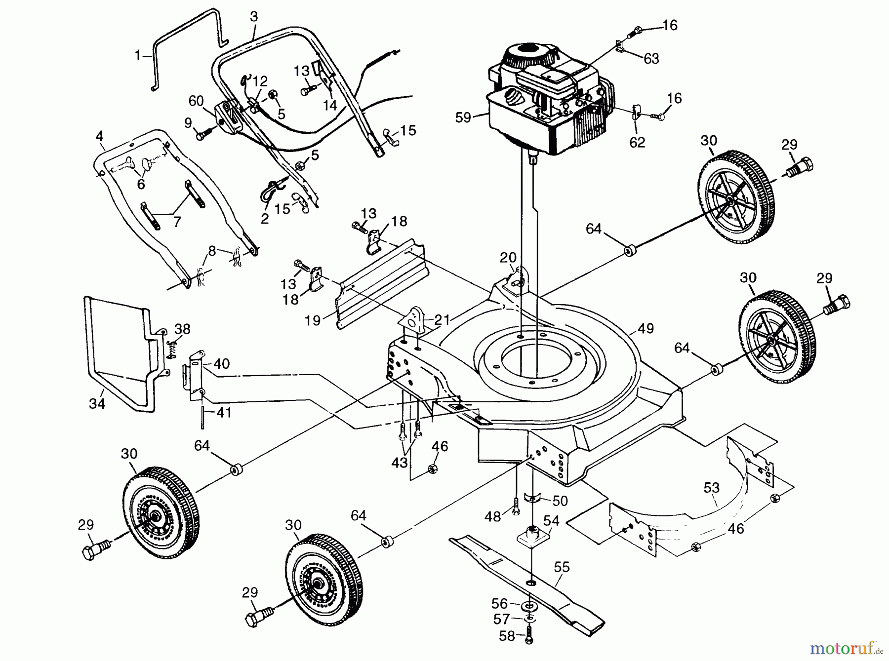Husqvarna Rasenmäher 50 DK (954140030A) - Husqvarna Walk-Behind Mower (1997-01 & After) Repair Parts