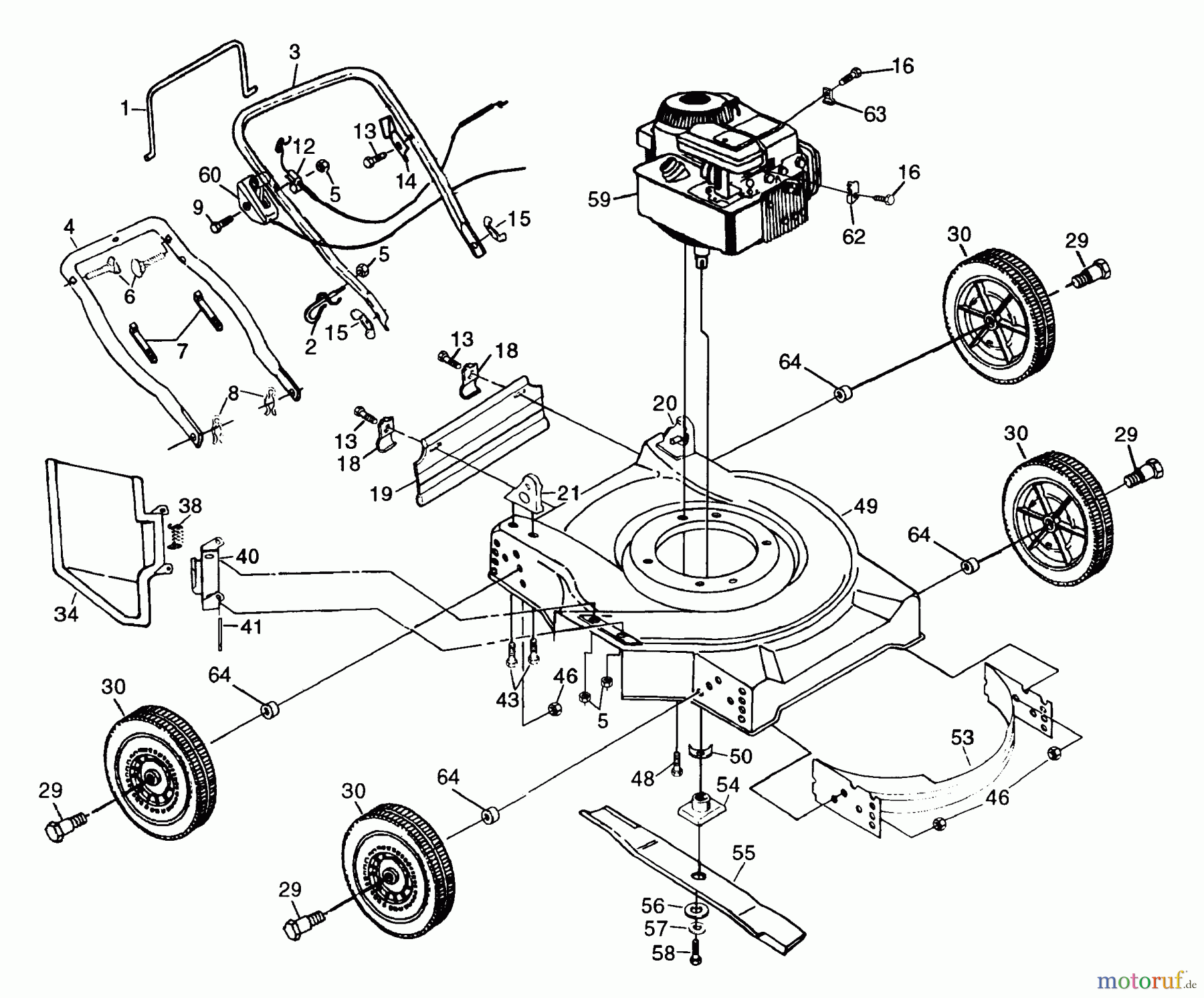Husqvarna Rasenmäher 50 DK (954140068A) - Husqvarna Walk-Behind Mower (1997-02 & After) Rotary Lawn Mower