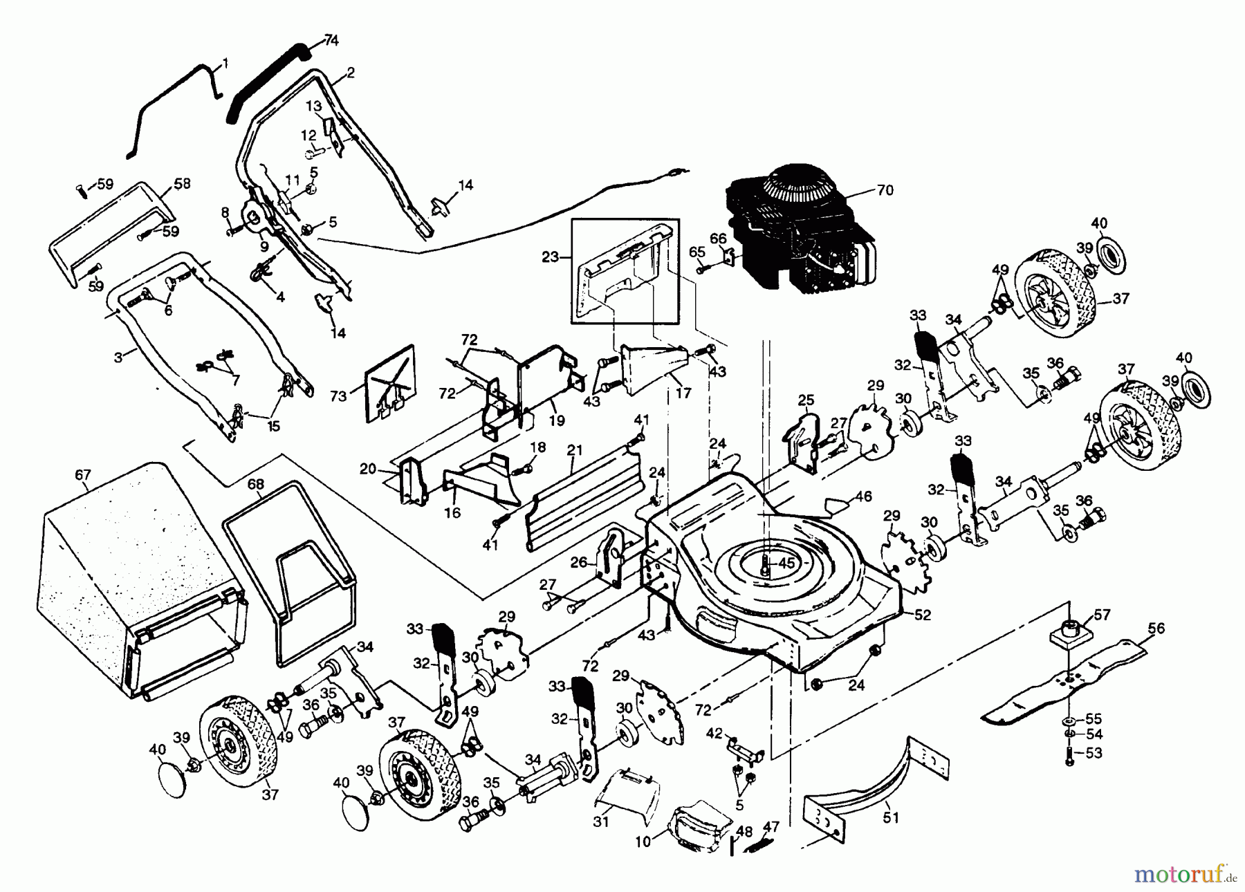 Husqvarna Rasenmäher 51 (954140032B) - Husqvarna Walk-Behind Mower (1997-12 & After) Rear Bagger Rotary Mower