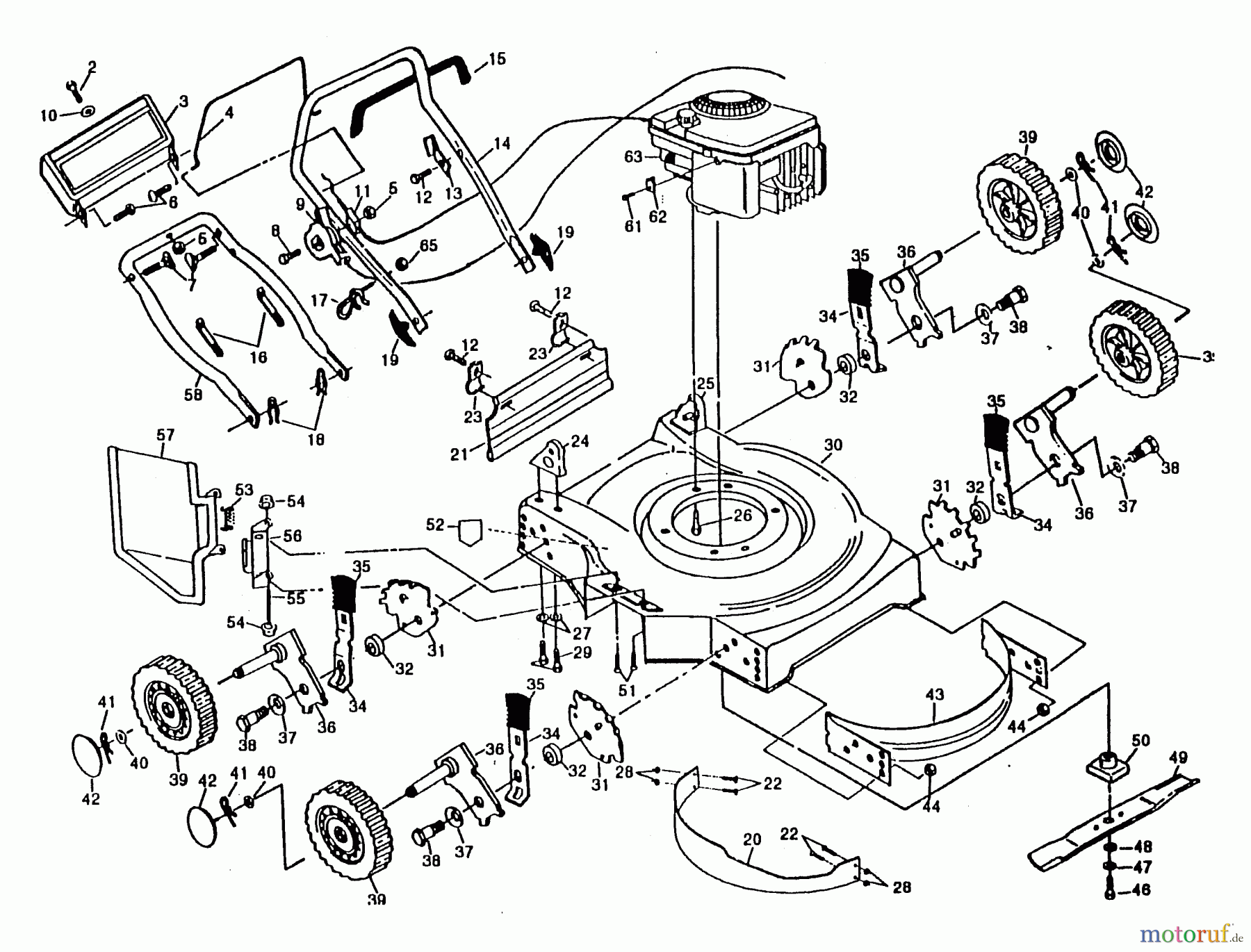 Husqvarna Rasenmäher 51 D (954071701) - Husqvarna Walk-Behind Mower (1995-01 & After) Handle & Deck Assembly