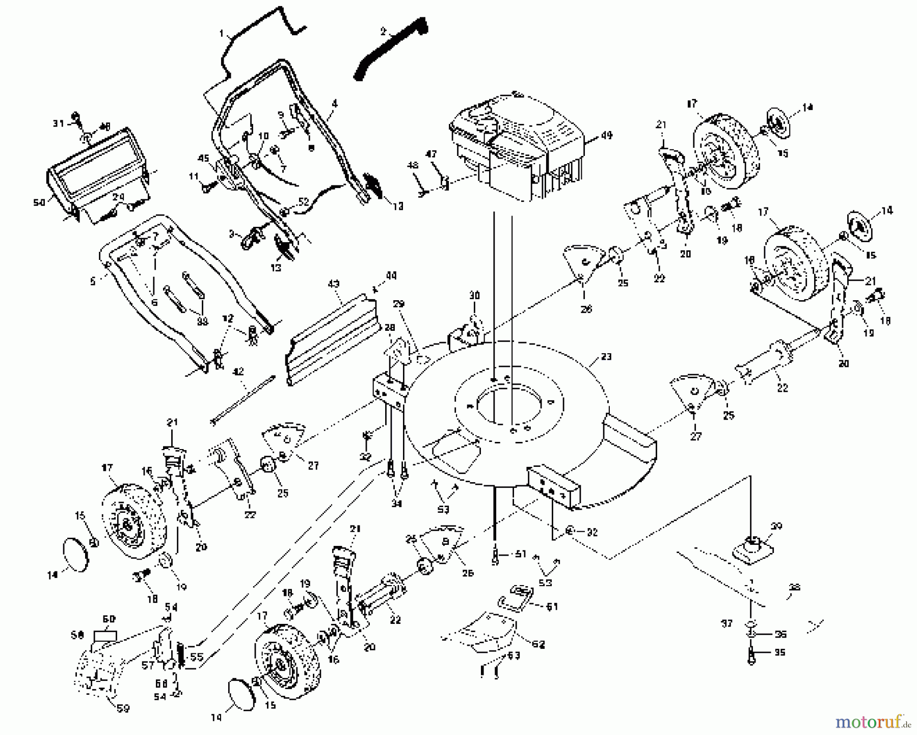  Husqvarna Rasenmäher 51 MD (954065801A) - Husqvarna Walk-Behind Mower (1994-07 & After) General Assembly