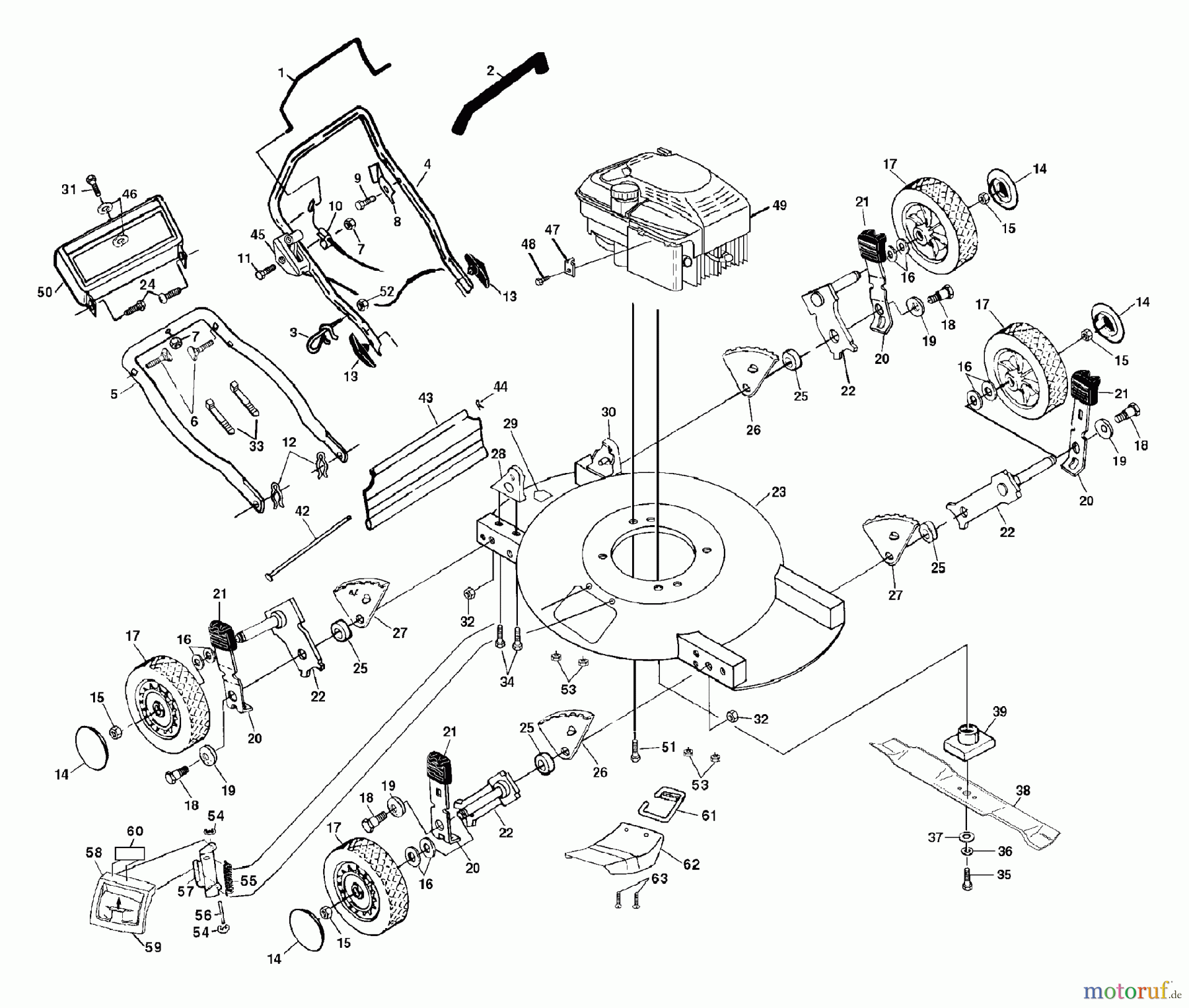 Husqvarna Rasenmäher 51 MD (954076801A) - Husqvarna Walk-Behind Mower (1995-08 & After) General Assembly