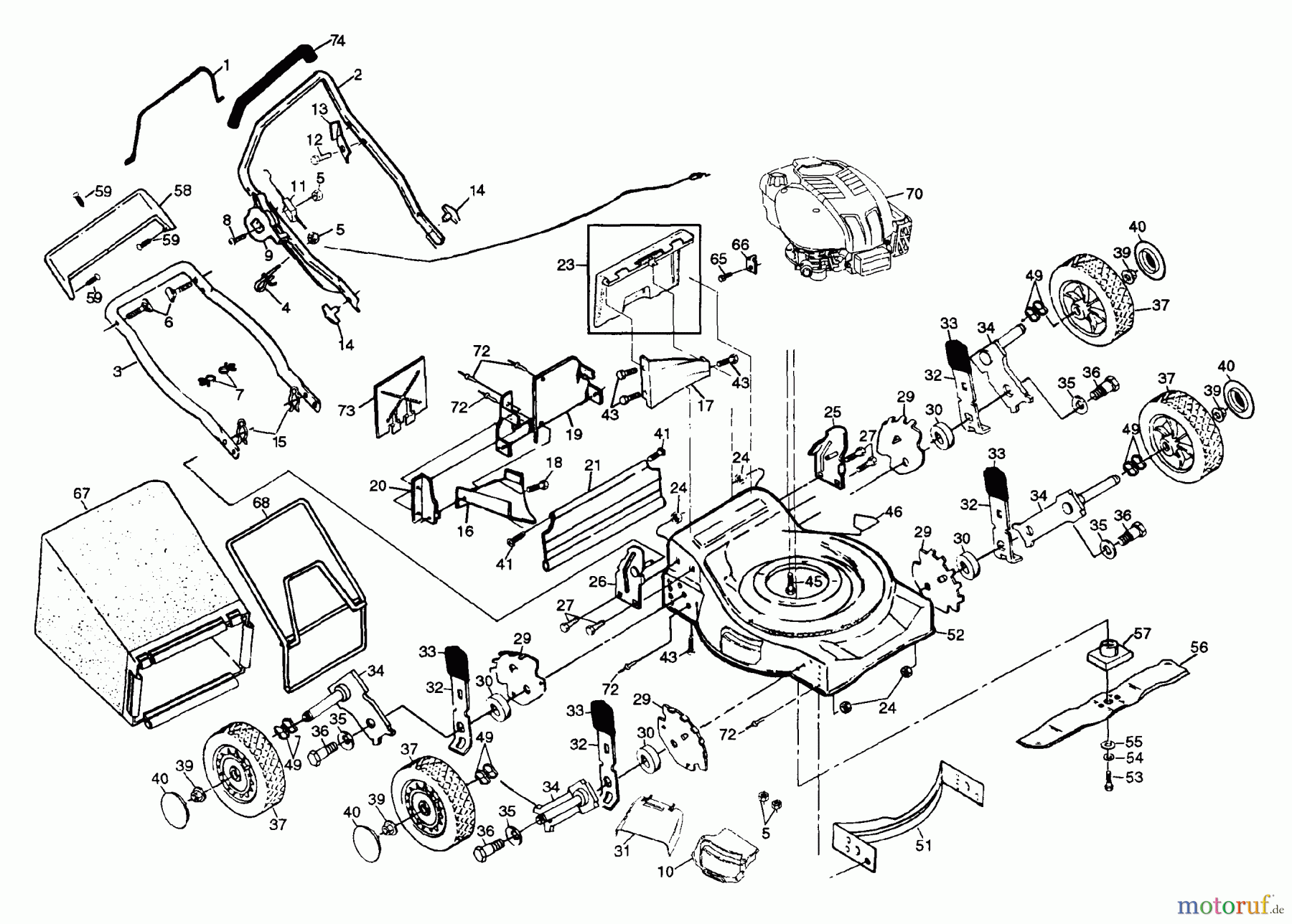  Husqvarna Rasenmäher 510 (954140051A) - Husqvarna Walk-Behind Mower (1998-02 & After) Rear Bagger Rotary Mower