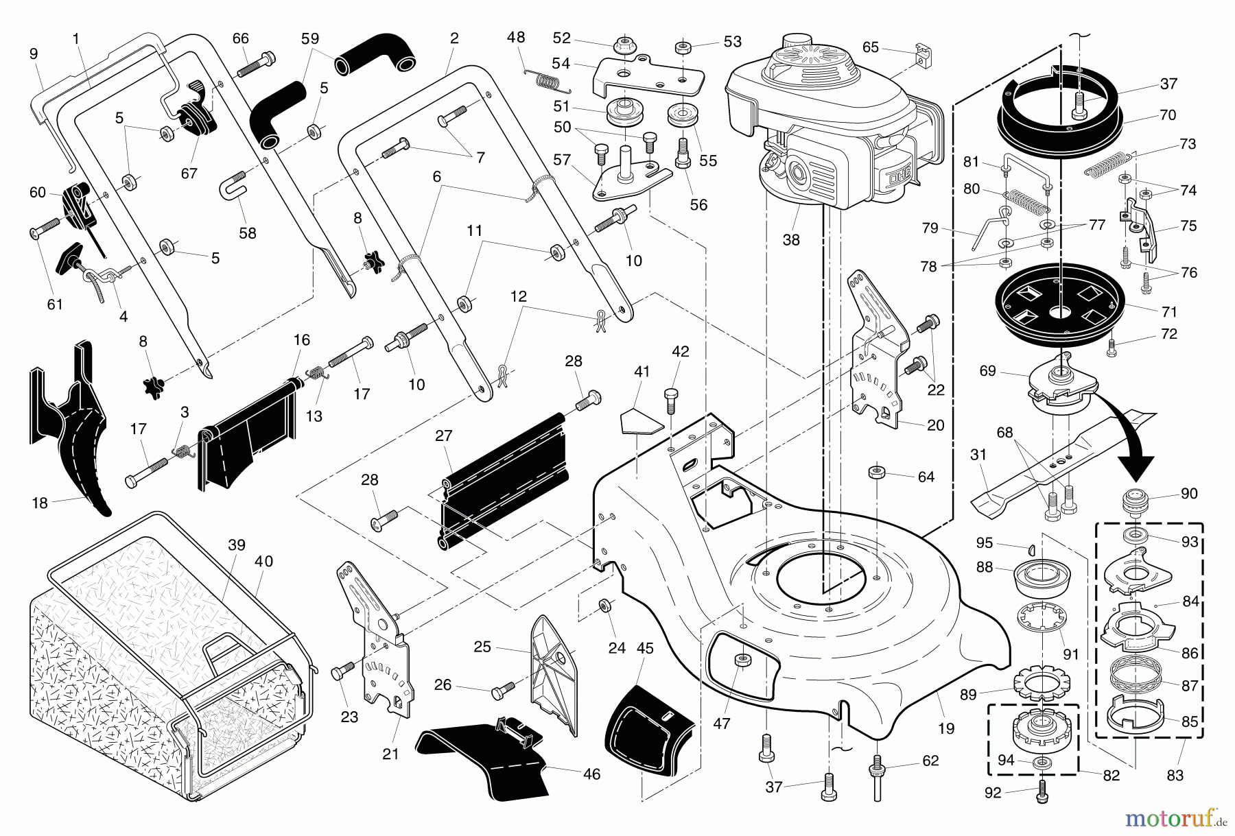 Husqvarna Rasenmäher 5521 BBC (96143001300) - Husqvarna Walk-Behind Mower (2006-02 & After) Handle & Deck Assembly