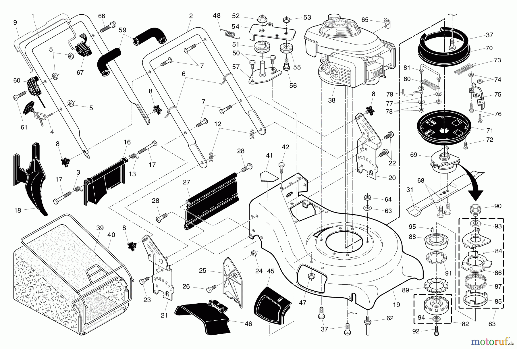  Husqvarna Rasenmäher 5521 BBC (96145000200) - Husqvarna Walk-Behind Mower (2005-05 & After) Handle & Deck Assembly