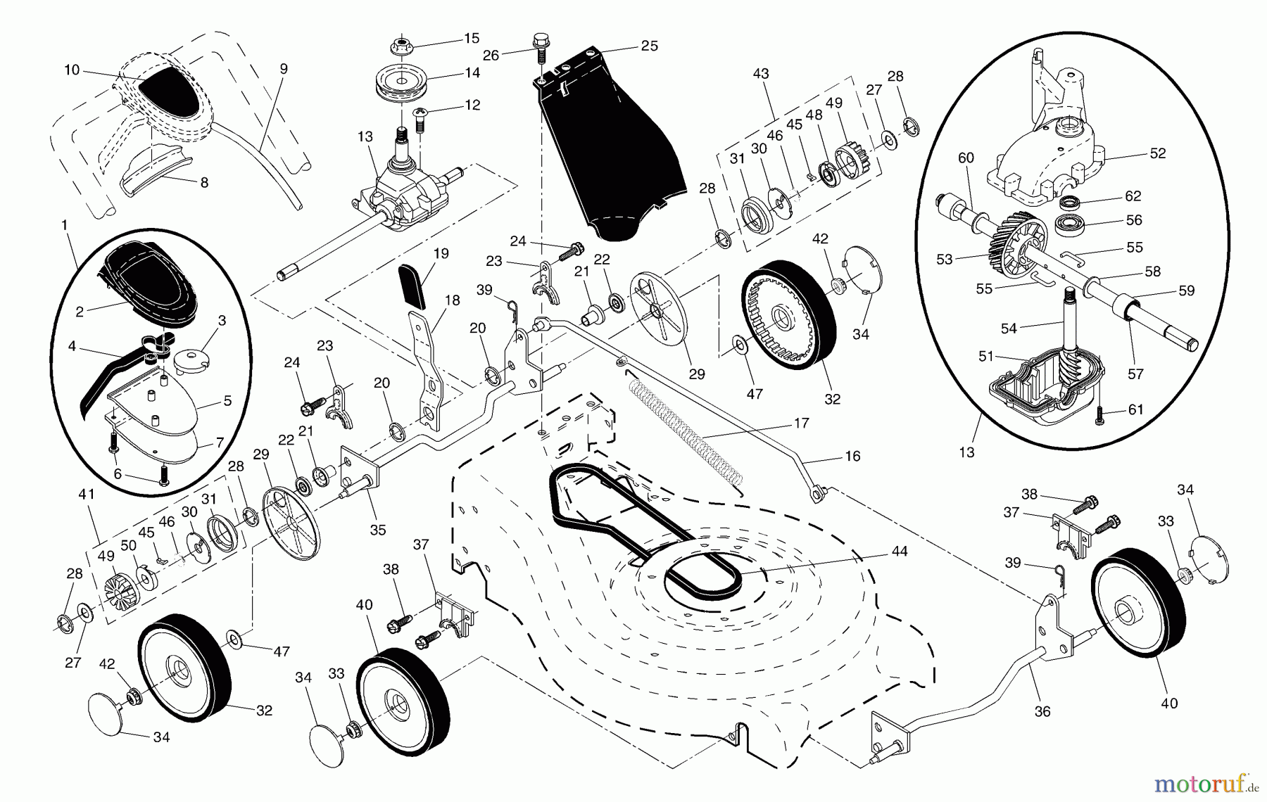 Husqvarna Rasenmäher 5521 BBC (96145000201) - Husqvarna Walk-Behind Mower (2005-07 & After) Drive Assembly