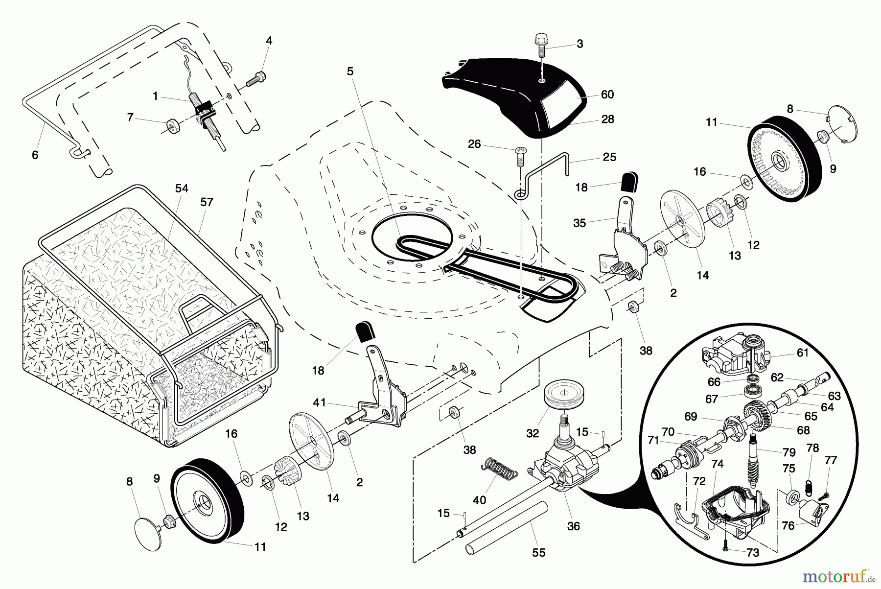Husqvarna Rasenmäher 5521 CHV (96143000101) - Husqvarna Walk-Behind Mower (2005-01 & After) Drive Assembly