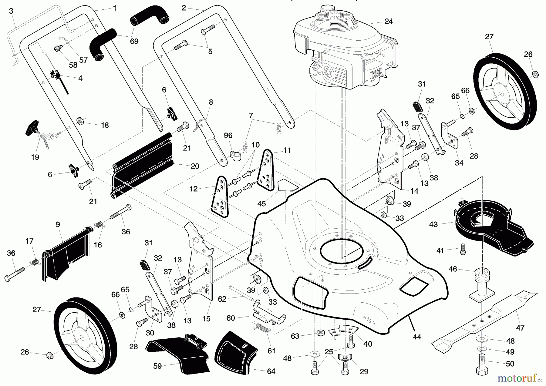 Husqvarna Rasenmäher 5521 CHV (96143000107) - Husqvarna Walk-Behind Mower (2007-09 & After) Walk Mower 5521 CHV Repair Parts