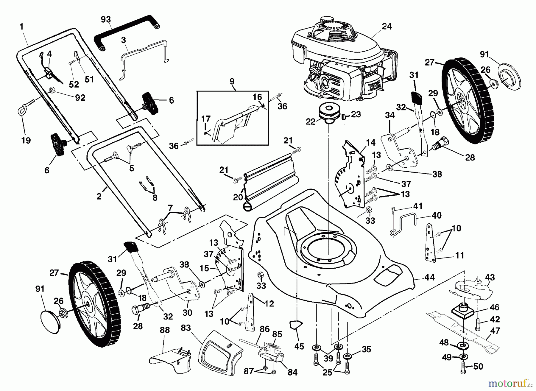 Husqvarna Rasenmäher 5521 CHVB (954223883) - Husqvarna Walk-Behind Mower (2004-07 & After) Handle & Deck Assembly