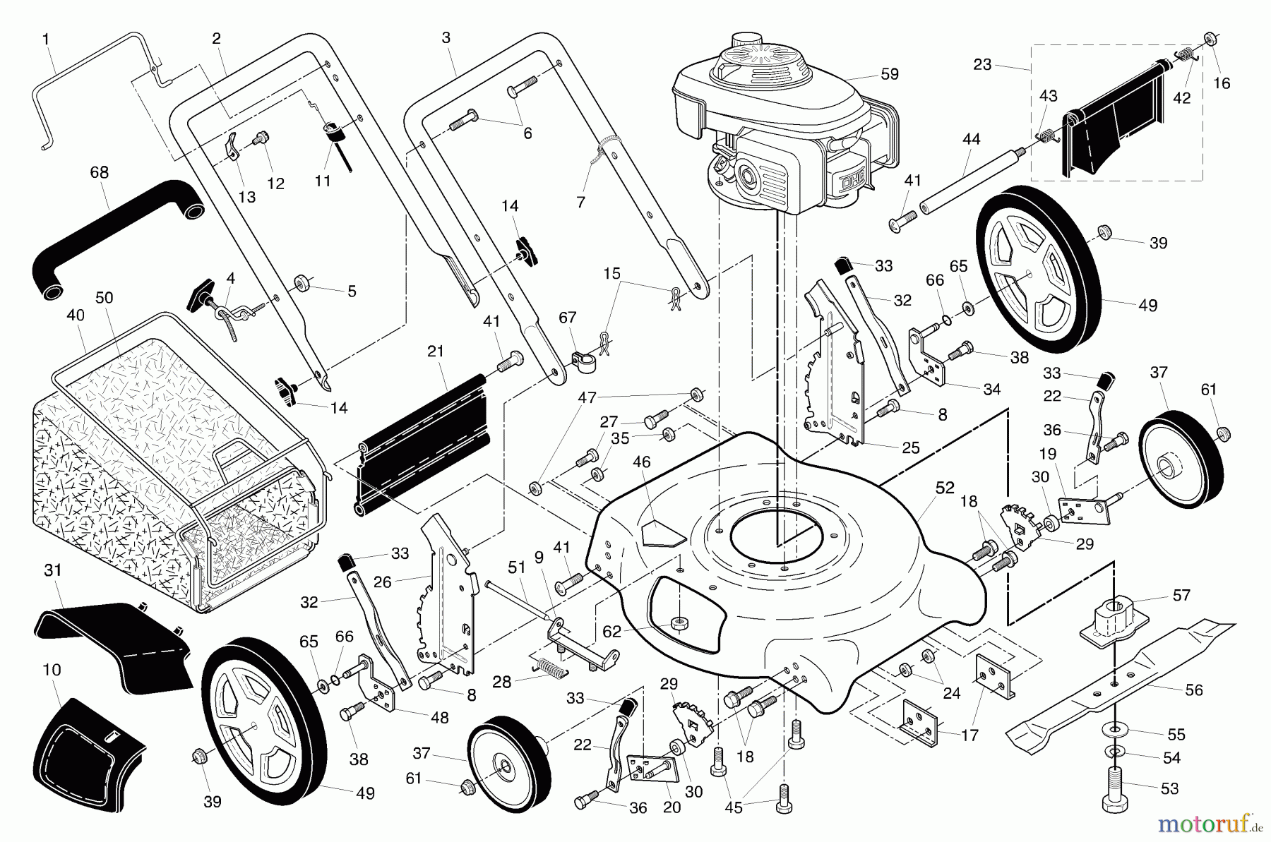Husqvarna Rasenmäher 5521 CM (96133000300) - Husqvarna Walk-Behind Mower (2006-04 & After) Handle & Deck Assembly