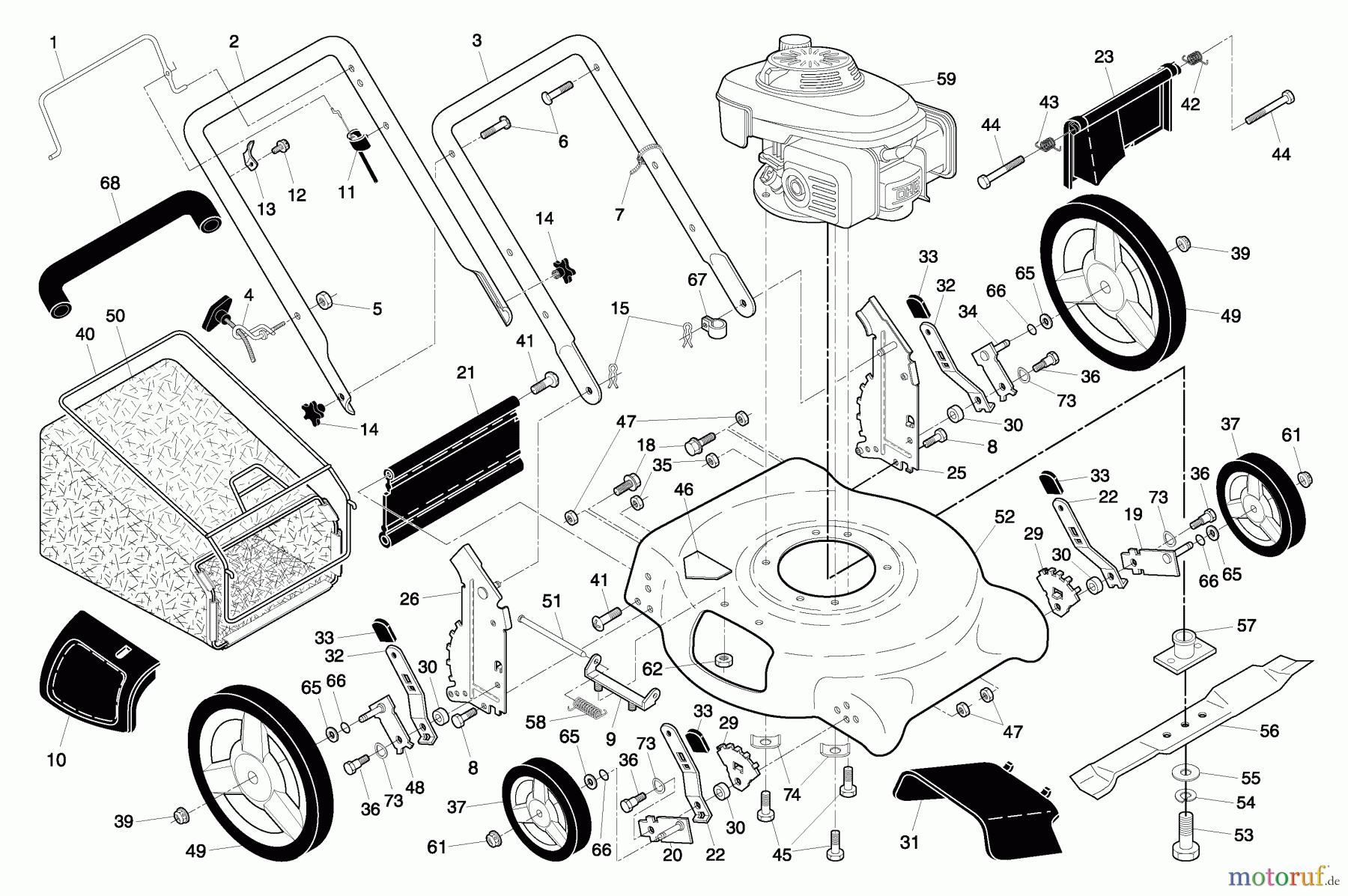 Husqvarna Rasenmäher 5521 CM (96133000303) - Husqvarna Walk-Behind Mower (2007-04 & After) Handle And Deck Assembly