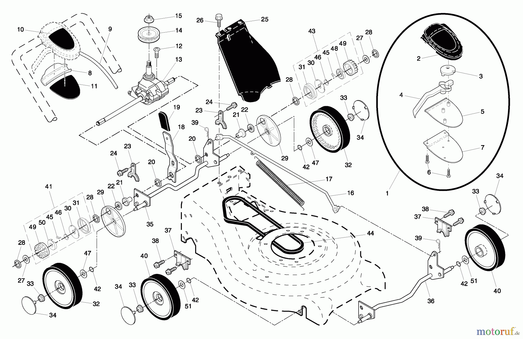 Husqvarna Rasenmäher 5521 RS (96143000200) - Husqvarna Walk-Behind Mower (2005-03 & After) Drive Assembly