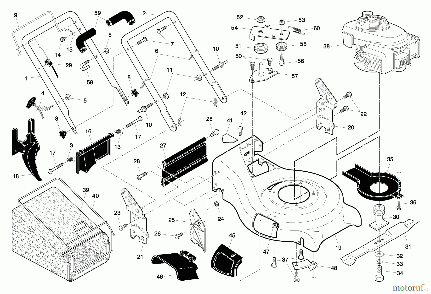 Husqvarna Rasenmäher 5521 RS (96143000204) - Husqvarna Walk-Behind Mower (2006-09 & After) Handle And Deck Assembly