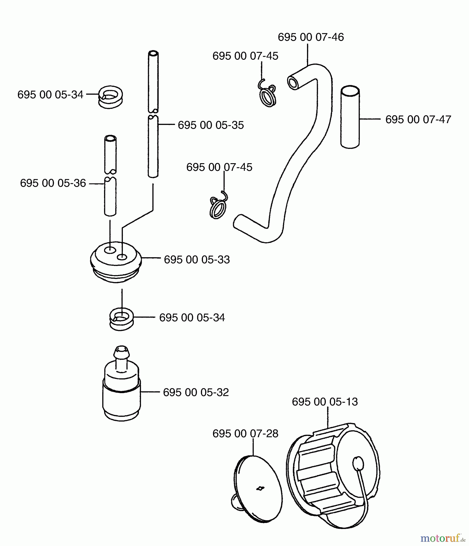 Husqvarna Bläser / Sauger / Häcksler / Mulchgeräte 155 BT - Husqvarna Backpack Blower (2001-04 & After) (California) Fuel Line / Fuel Cap
