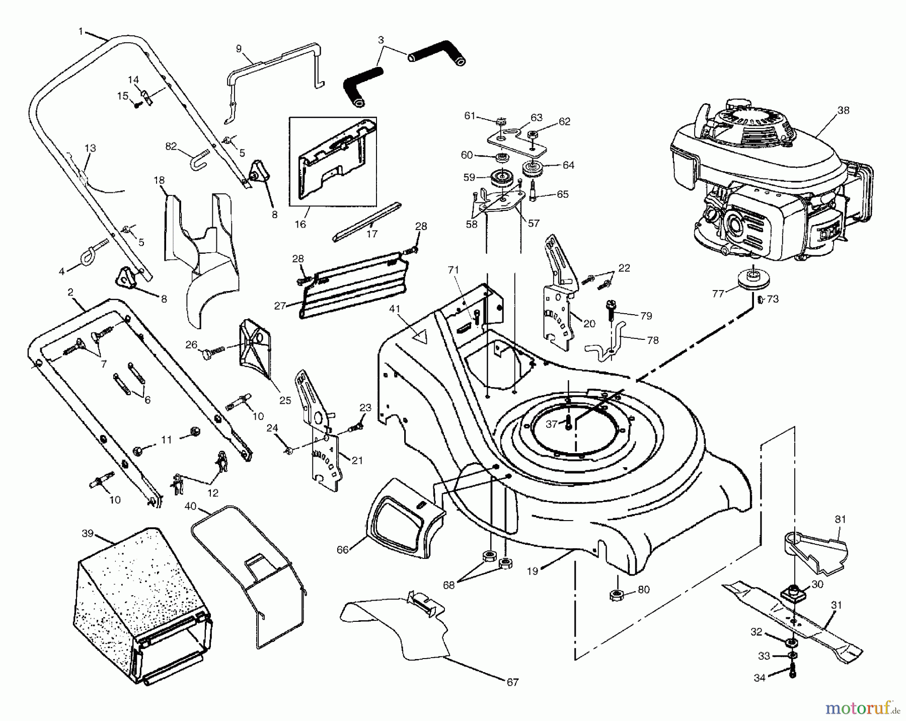 Husqvarna Rasenmäher 5521 RSA (954223470) - Husqvarna Walk-Behind Mower (2003-09 & After) Handle & Deck Assembly