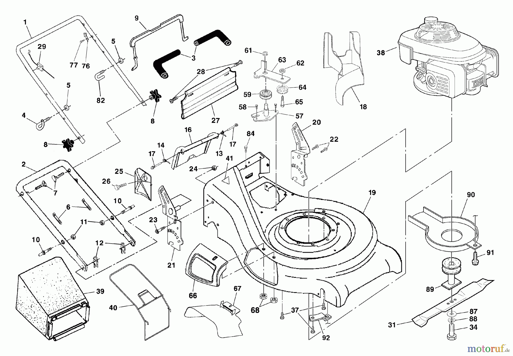  Husqvarna Rasenmäher 5521 RSE (954223470) - Husqvarna Walk-Behind Mower (2004-07 & After) Handle & Deck Assembly