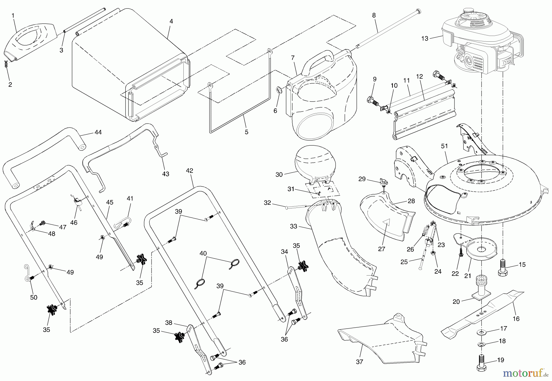 Husqvarna Rasenmäher 55C21 HVA (954223890) - Husqvarna Walk-Behind Mower (2003-12 to 2003-12) Handle & Grassbag Assembly