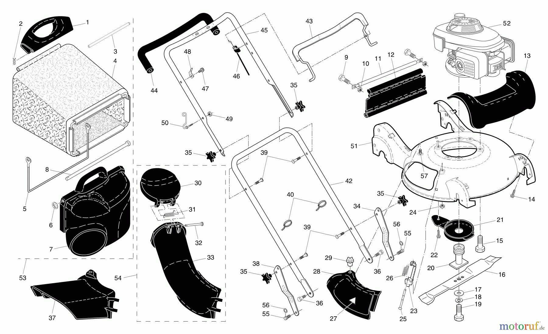 Husqvarna Rasenmäher 55R21 HV (96143000502) - Husqvarna Walk-Behind Mower (2006-02 & After) Handle & Deck Assembly