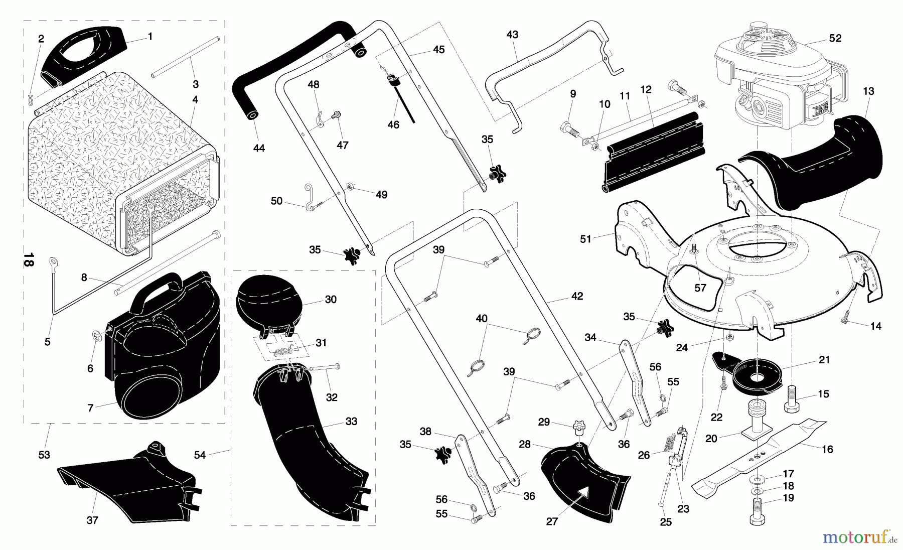 Husqvarna Rasenmäher 55R21 HVL (96145000101) - Husqvarna Walk-Behind Mower (2005-02 & After) Handle & Deck Assembly