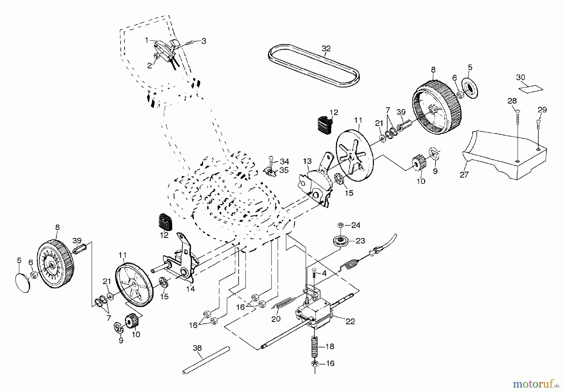 Husqvarna Rasenmäher 56 DHS (954069101B) - Husqvarna Walk-Behind Mower (1995-08 & After) Drive Assembly