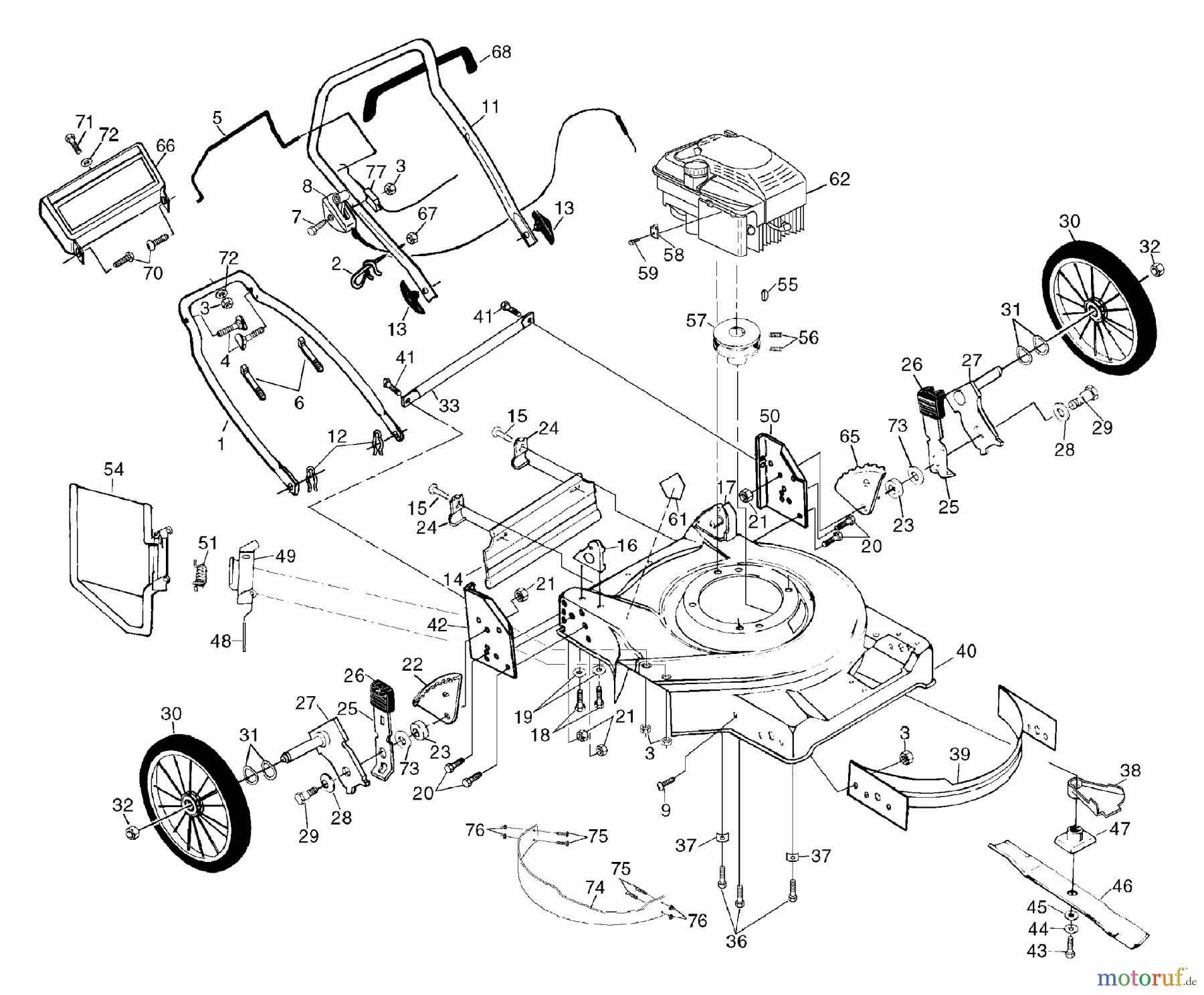 Husqvarna Rasenmäher 56 DHS (954069101B) - Husqvarna Walk-Behind Mower (1995-08 & After) General Assembly