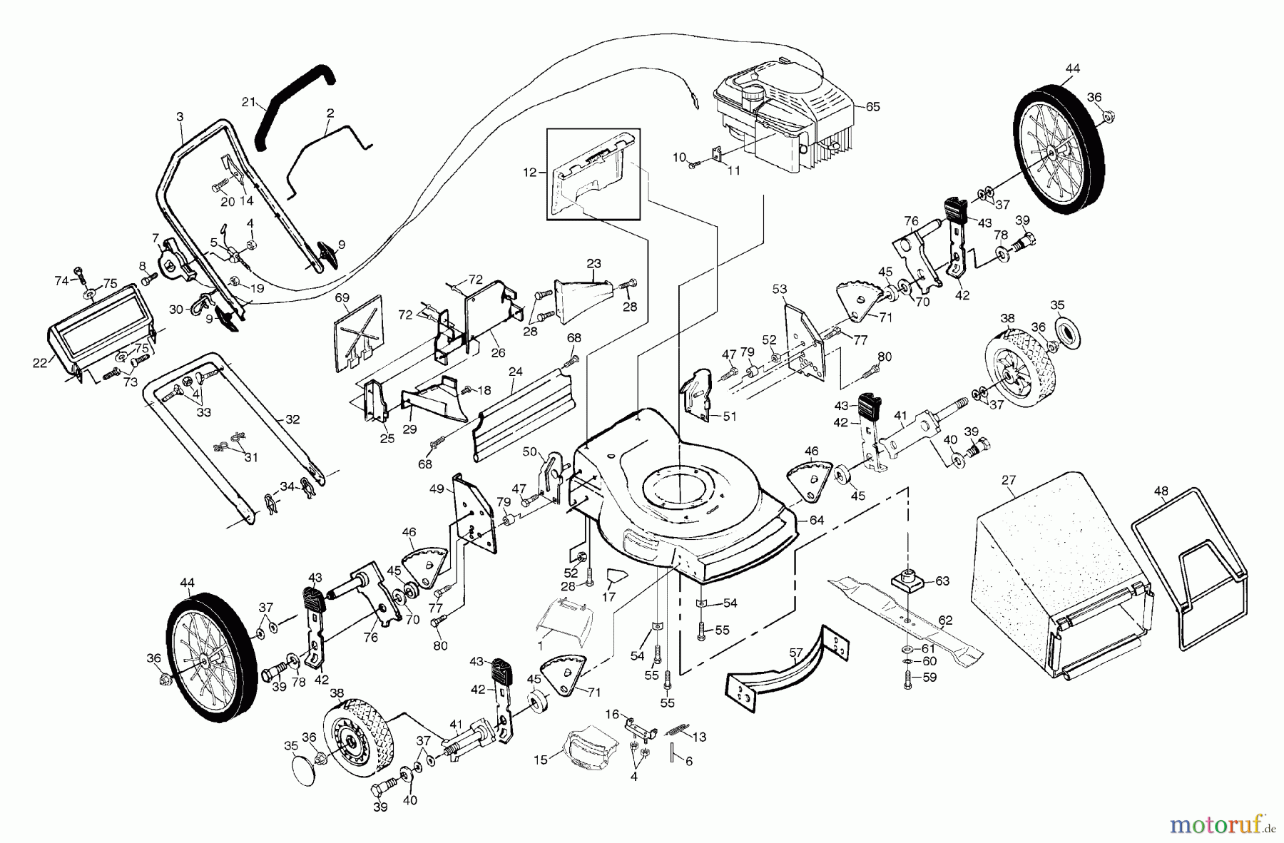Husqvarna Rasenmäher 56 H (954076208A) - Husqvarna Walk-Behind Mower (1996-03 & After) General Assembly