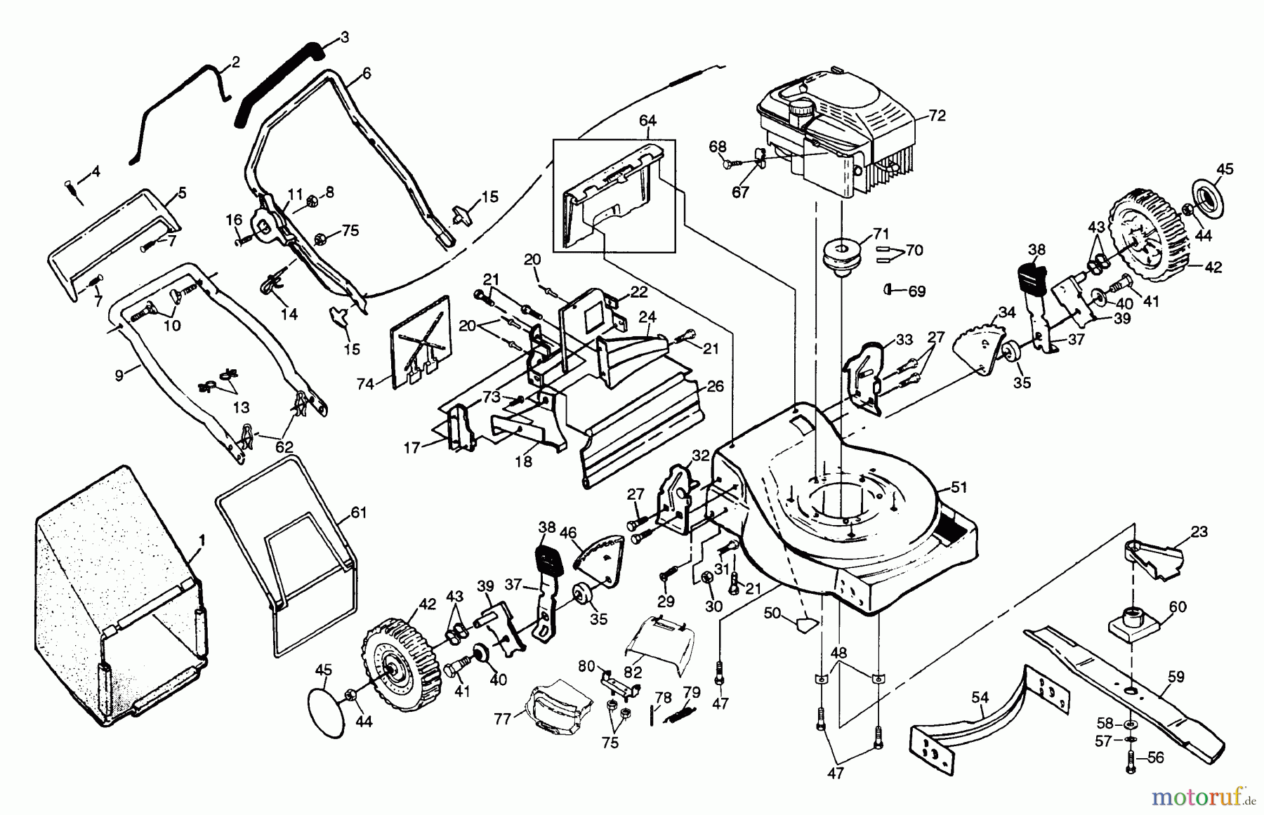 Husqvarna Rasenmäher 56 SF (954140043A) - Husqvarna Walk-Behind Mower (1998-02 & After) Rotary Lawn Mower (Part 1)