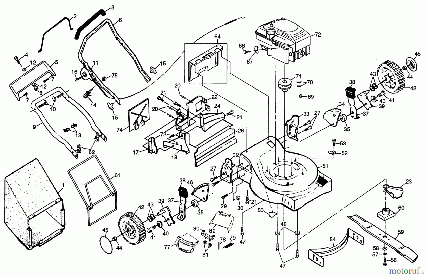 Husqvarna Rasenmäher 56 SF (H56 SFH) - Husqvarna Walk-Behind Mower (1996-02 & After) General Assembly