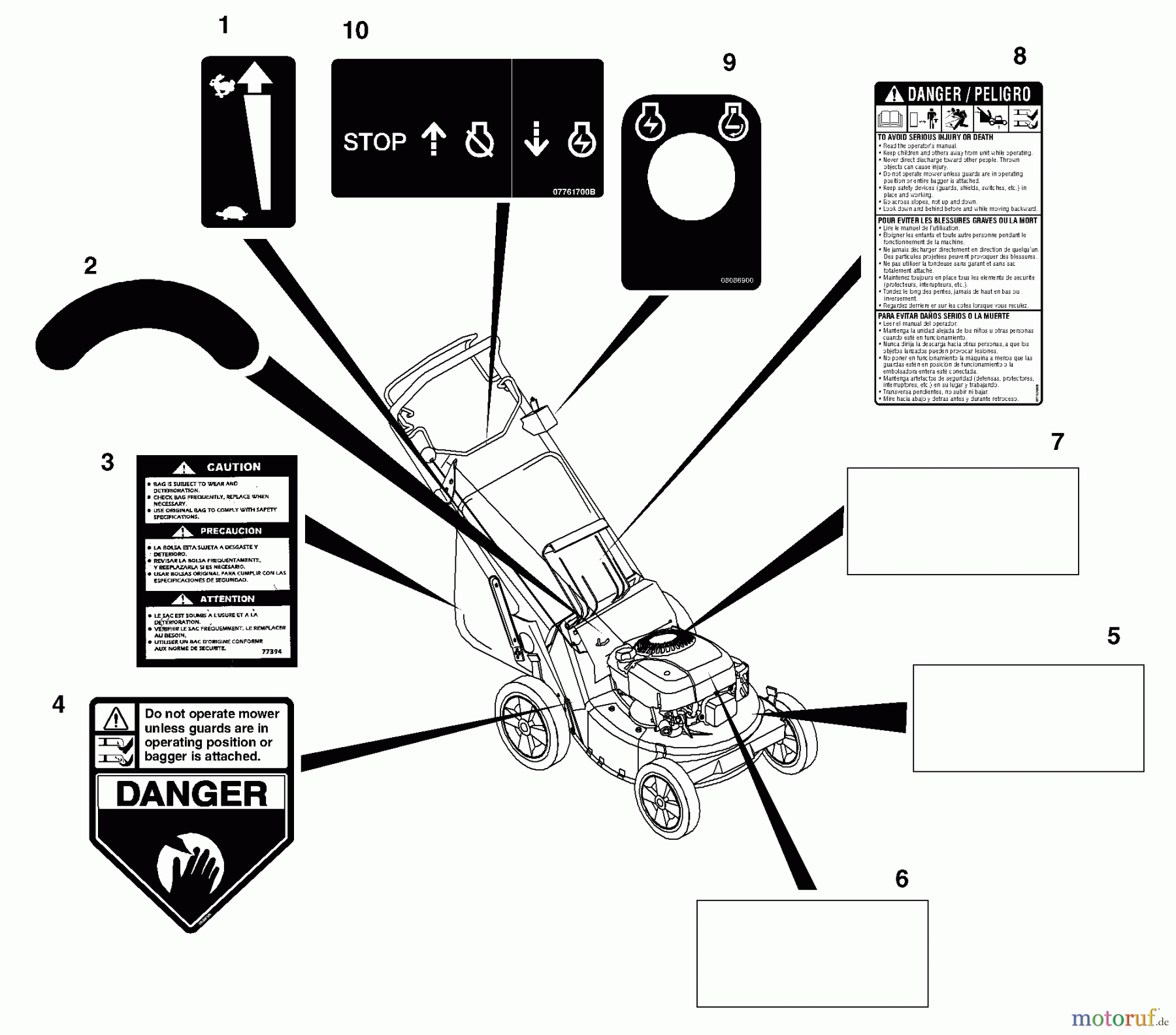 Husqvarna Rasenmäher 580 RSW (601100022) - Husqvarna Walk-Behind Mower (2000-11 to 2001-05) Decals
