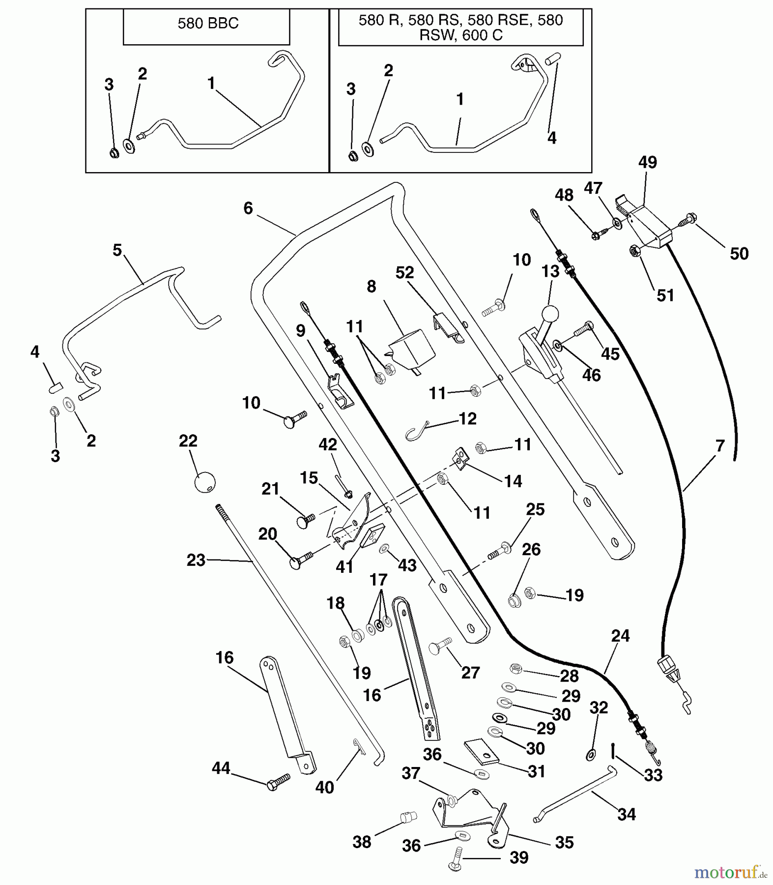 Husqvarna Rasenmäher 580 R (601100024) - Husqvarna Walk-Behind Mower (2000-11 to 2001-05) Handlebar And Controls