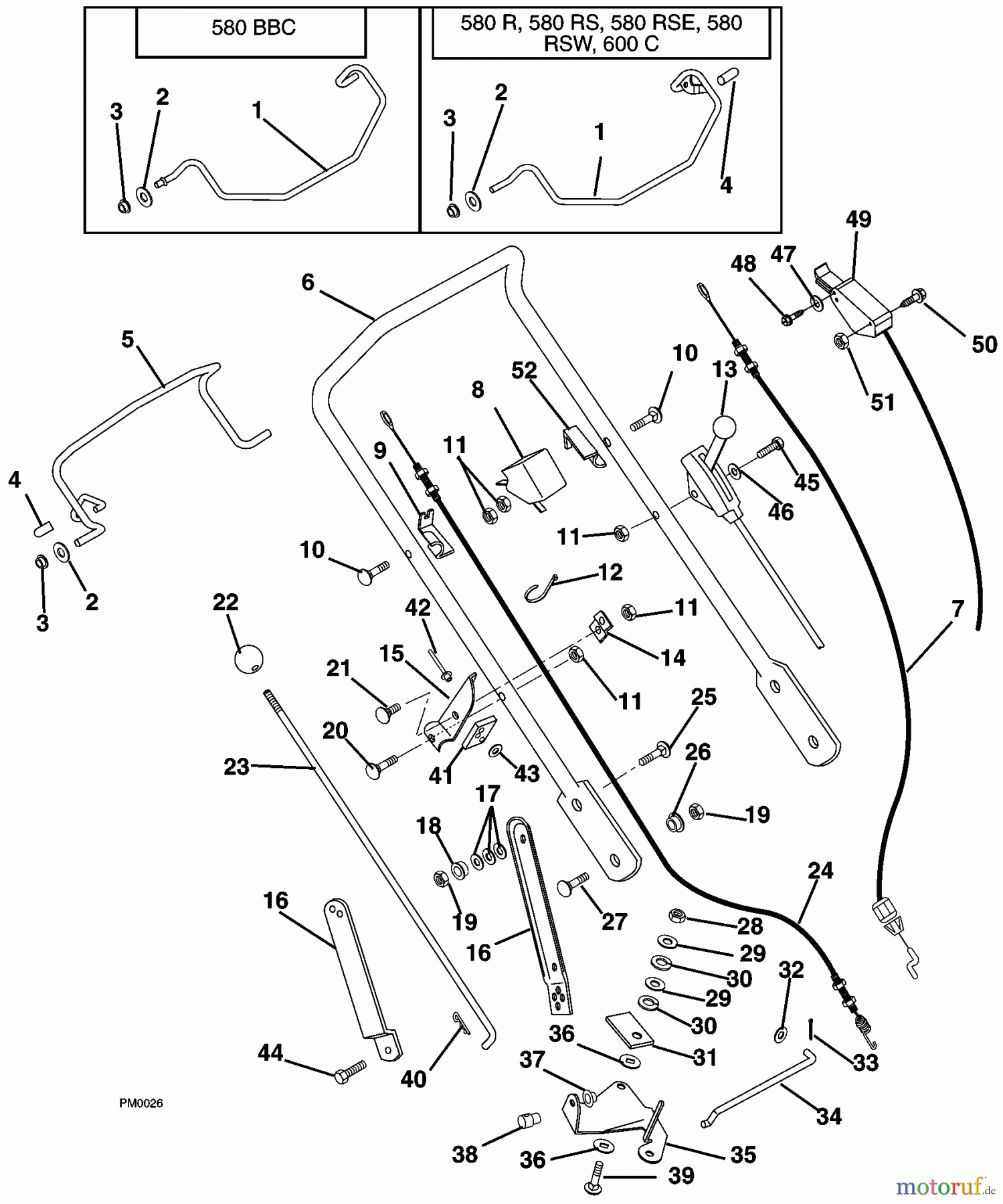  Husqvarna Rasenmäher 580 RS (601100020) - Husqvarna Walk-Behind Mower (2001-06 & After) Handlebar And Controls