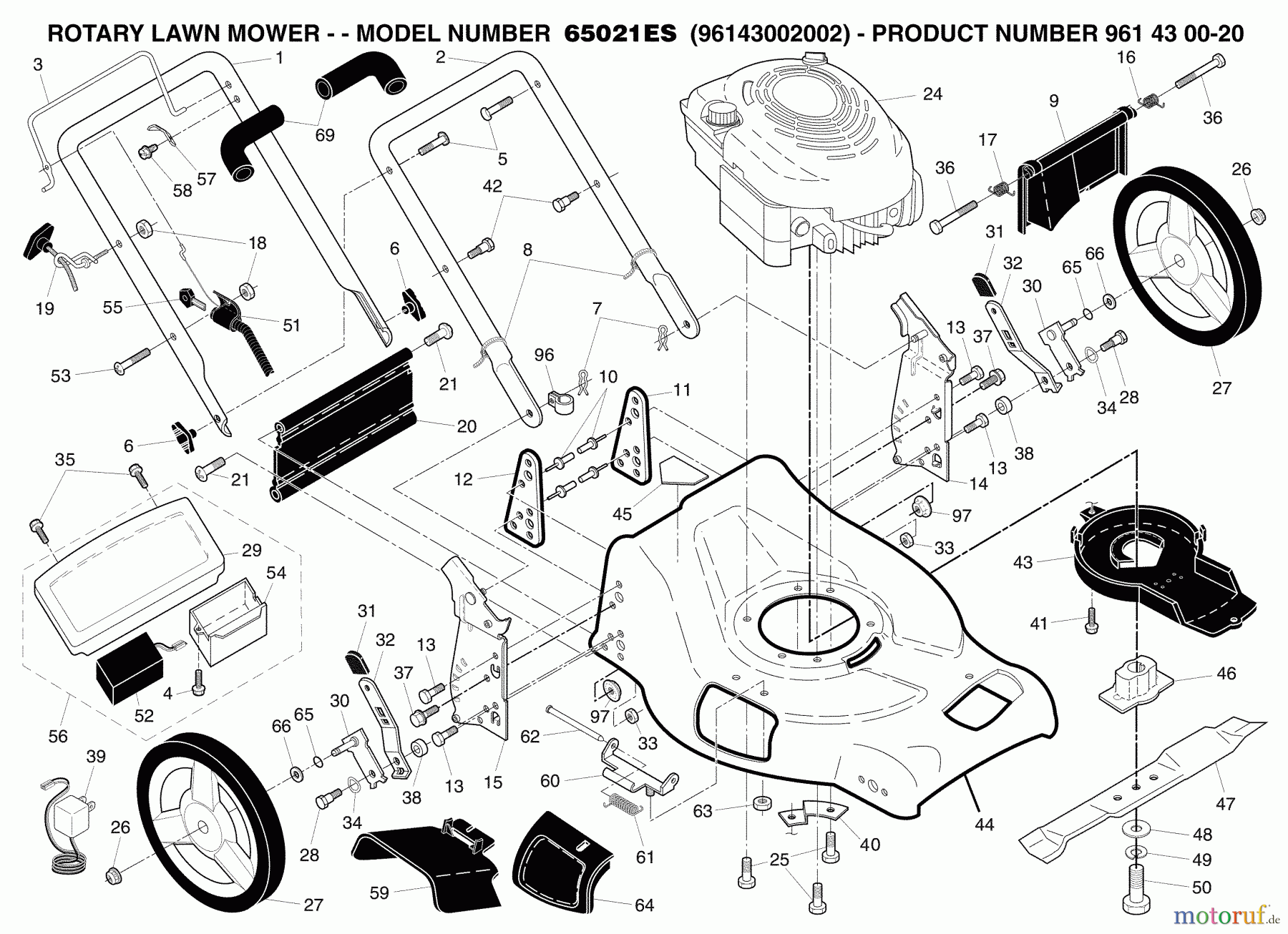 Husqvarna Rasenmäher 65021 ES (96143002002) - Husqvarna Walk-Behind Mower (2007-05 & After) Drive