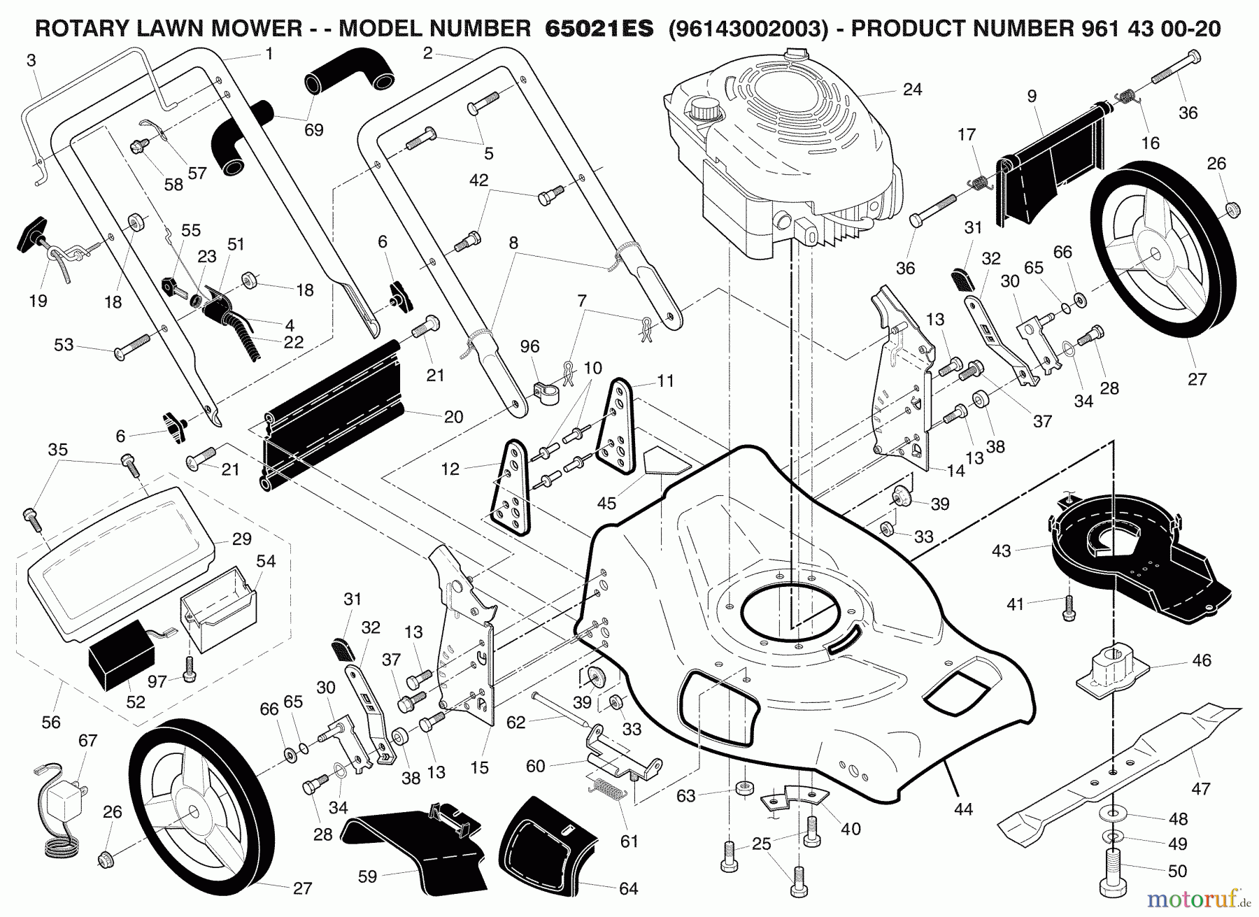 Husqvarna Rasenmäher 65021 ES (96143002003) - Husqvarna Walk-Behind Mower (2008-05 & After) Drive