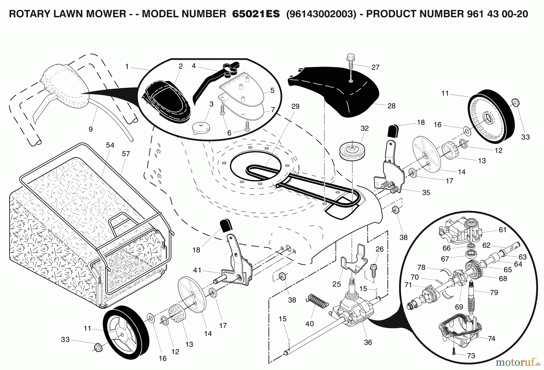 Husqvarna Rasenmäher 65021 ES (96143002003) - Husqvarna Walk-Behind Mower (2008-05 & After) Frame