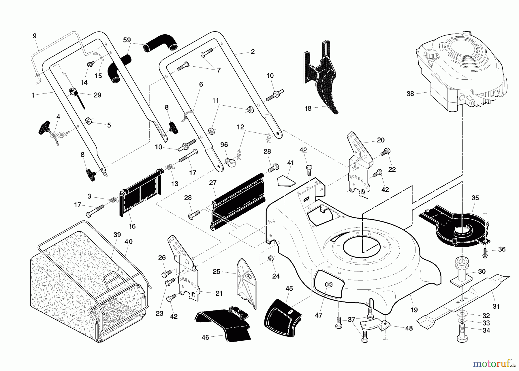 Husqvarna Rasenmäher 6521 RS (961450005-00) - Husqvarna Walk-Behind Mower (2007-09 & After) Rotary Lawn Mower (Part 1)