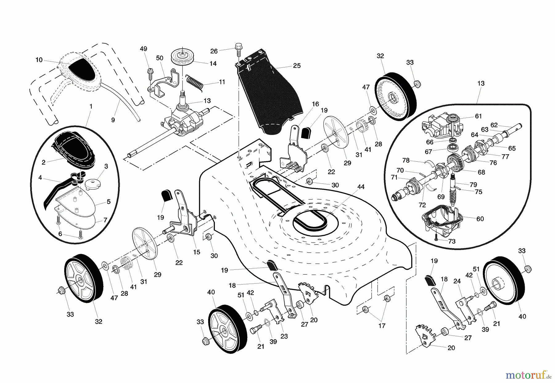 Husqvarna Rasenmäher 6521 RS (961450005-00) - Husqvarna Walk-Behind Mower (2007-09 & After) Rotary Lawn Mower (Part 2)