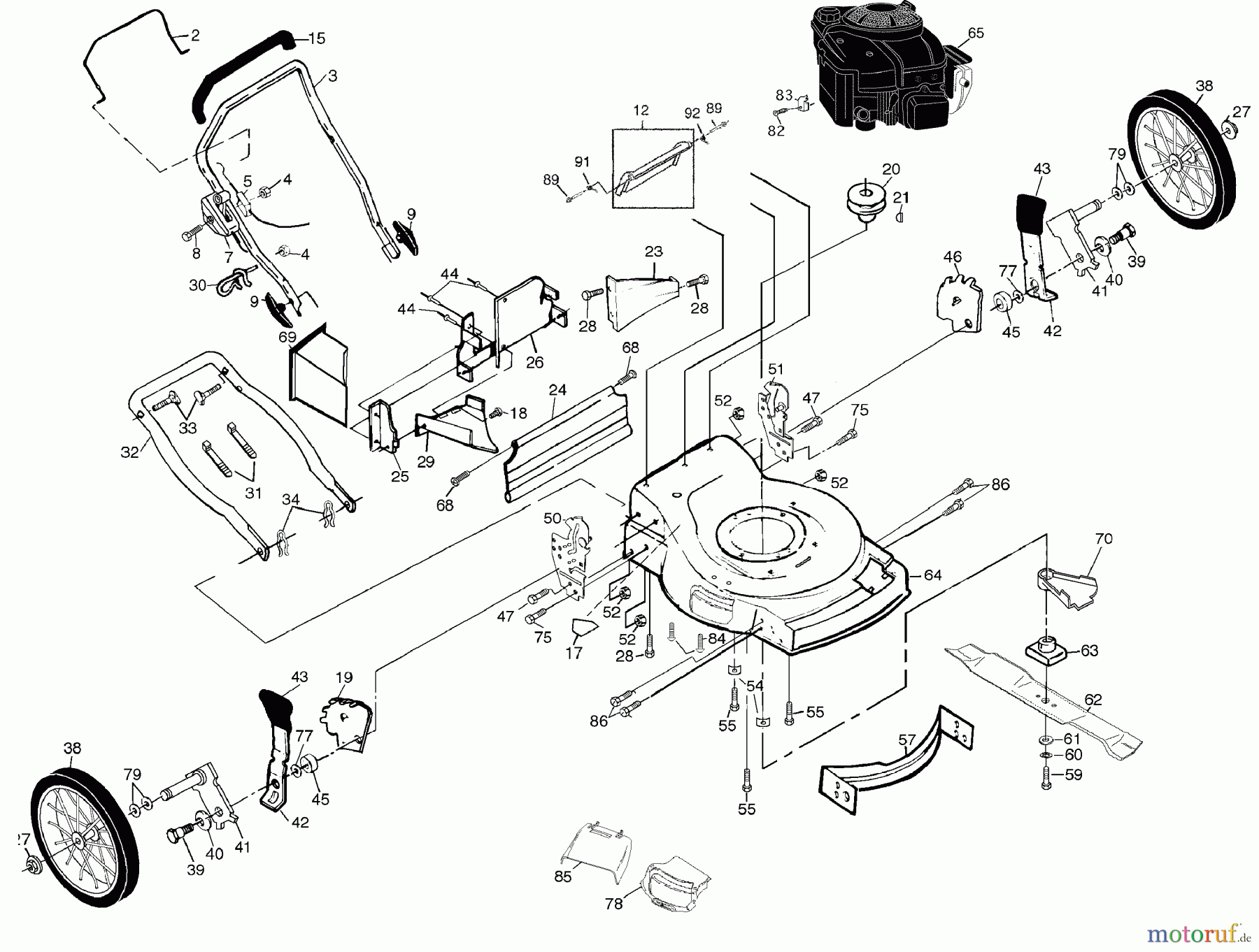 Husqvarna Rasenmäher 6522 RFA (954222725) - Husqvarna Walk-Behind Mower (2000-01 & After) Repair Parts (A)