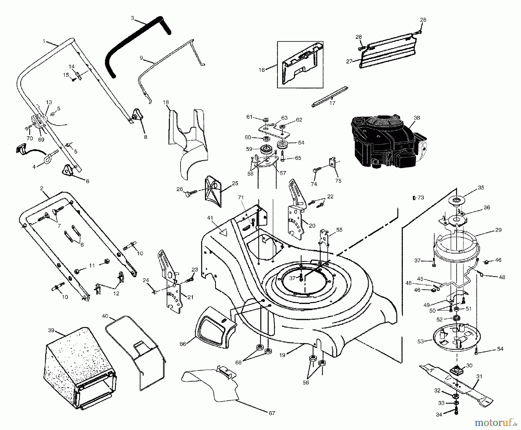 Husqvarna Rasenmäher 6522 RRA (954222732) - Husqvarna Walk-Behind Mower (2000-01 & After) Repair Parts (A)