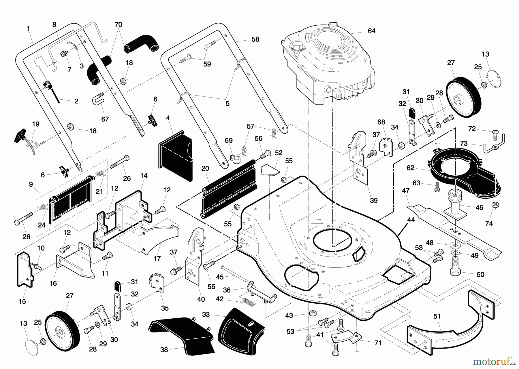 Husqvarna Rasenmäher 6522 SL (96143000802) - Husqvarna Walk-Behind Mower (2005-02 to 2006-01) Mower Deck Assembly