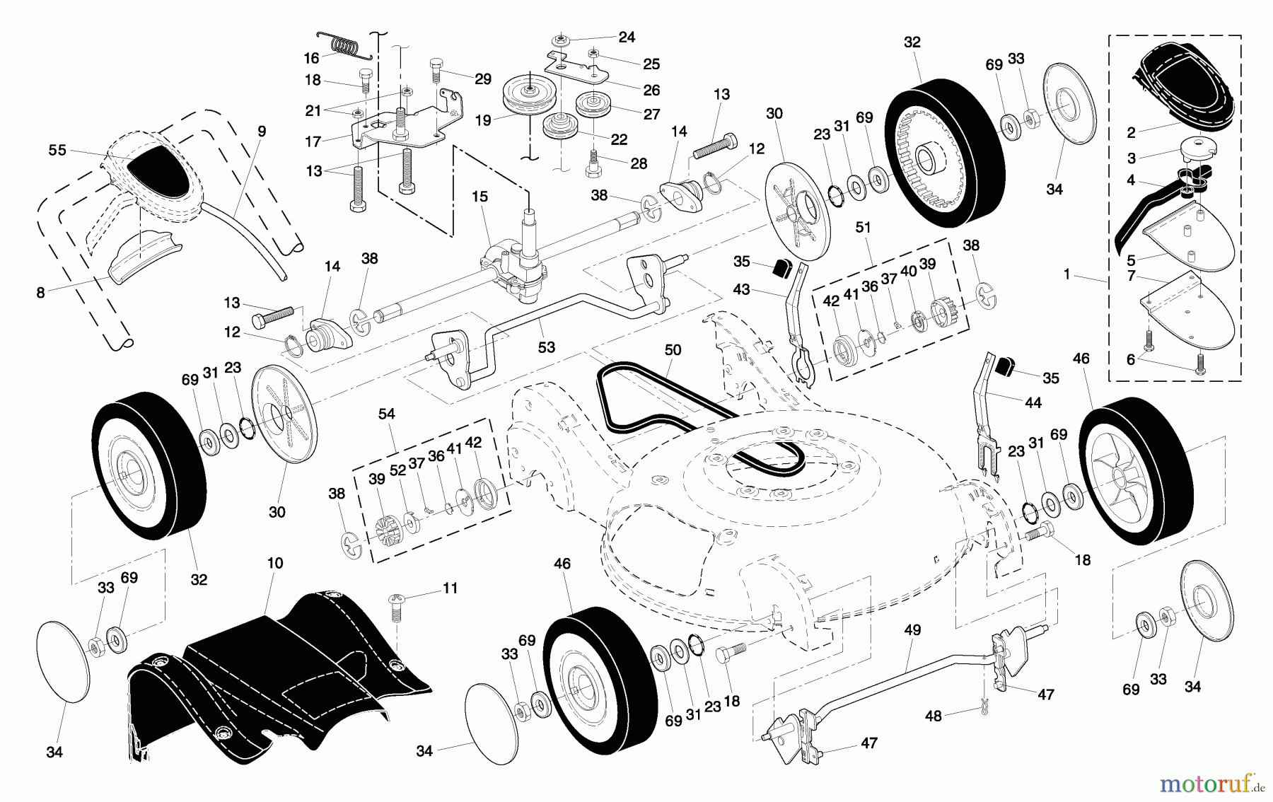 Husqvarna Rasenmäher 67521 HV (96143001000) - Husqvarna Walk-Behind Mower (2005-01 & After) Drive Assembly
