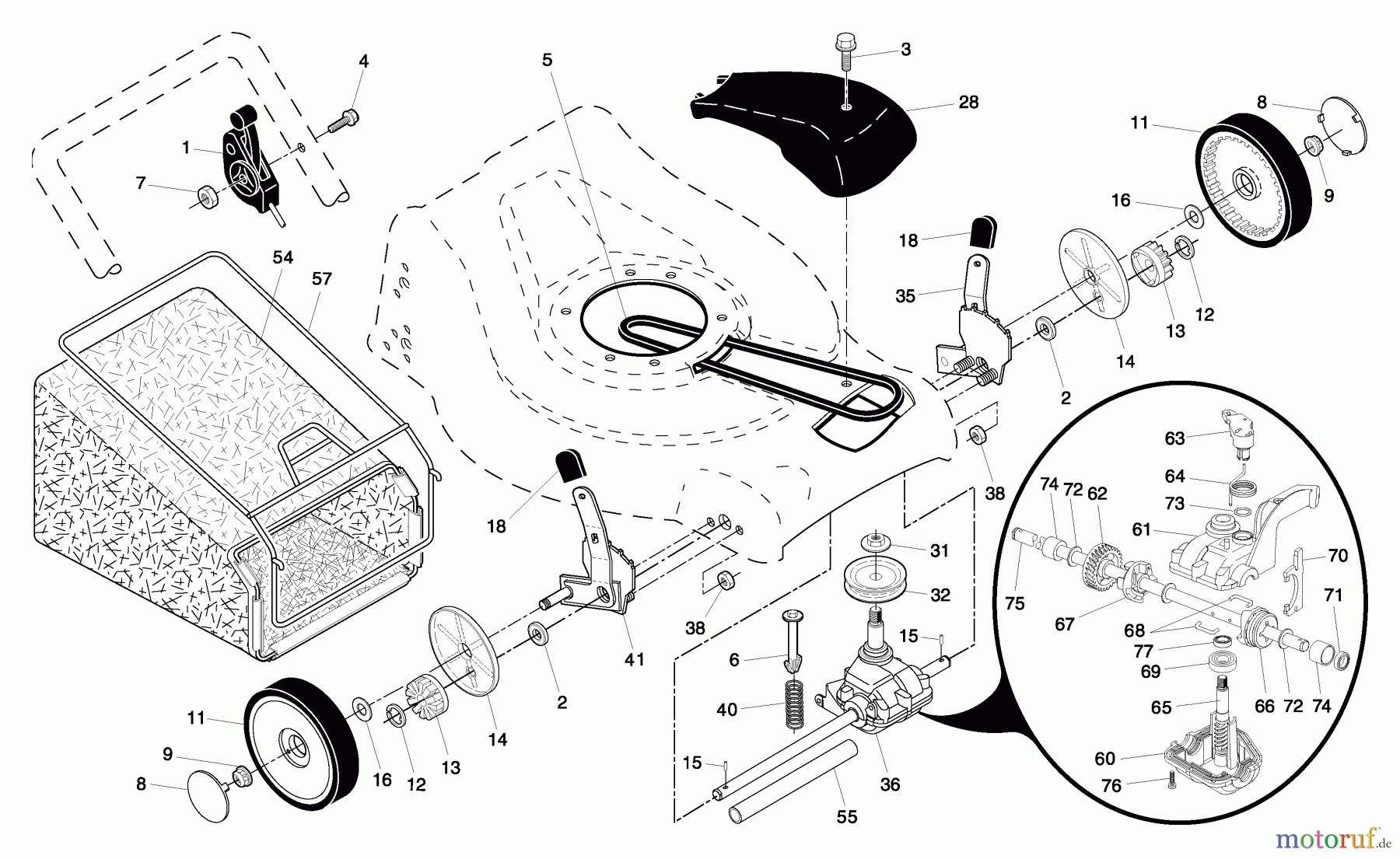 Husqvarna Rasenmäher 7021 CH1 (96143000601) - Husqvarna Walk-Behind Mower (2005-01 & After) Drive Assembly