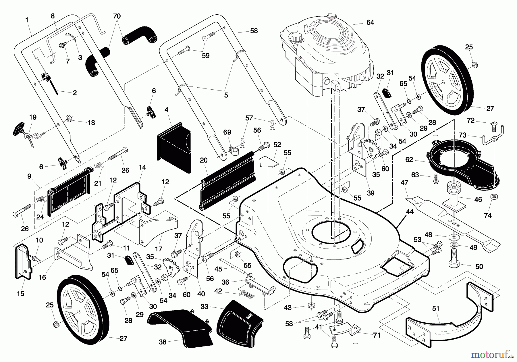 Husqvarna Rasenmäher 917.375820 - Husqvarna Walk-Behind Mower (2006-01 & After) (Sears Craftsman) Handle & Deck Assembly