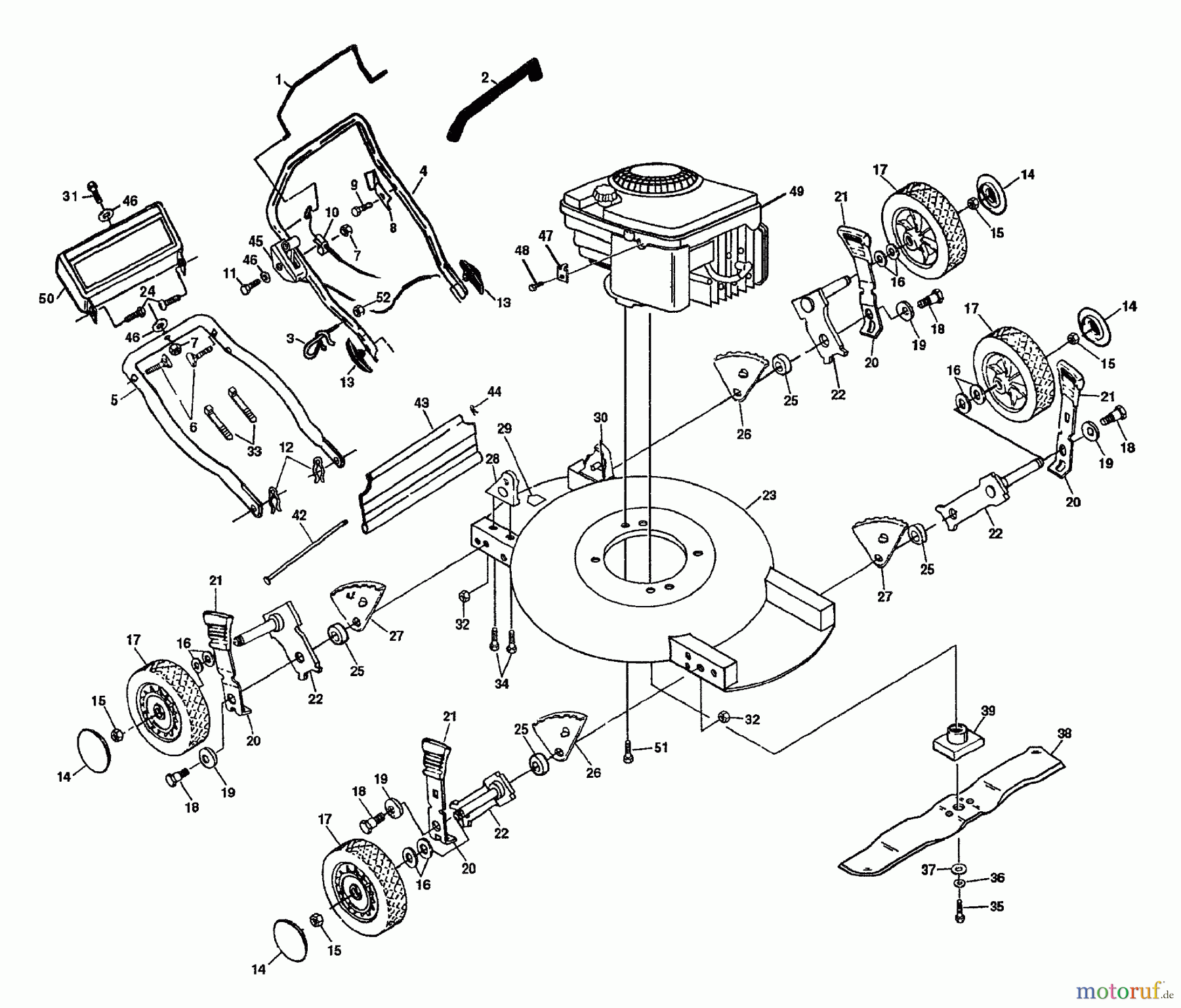  Husqvarna Rasenmäher H51 MC (954056111) - Husqvarna Walk-Behind Mower (1992-08 & After) General Assembly