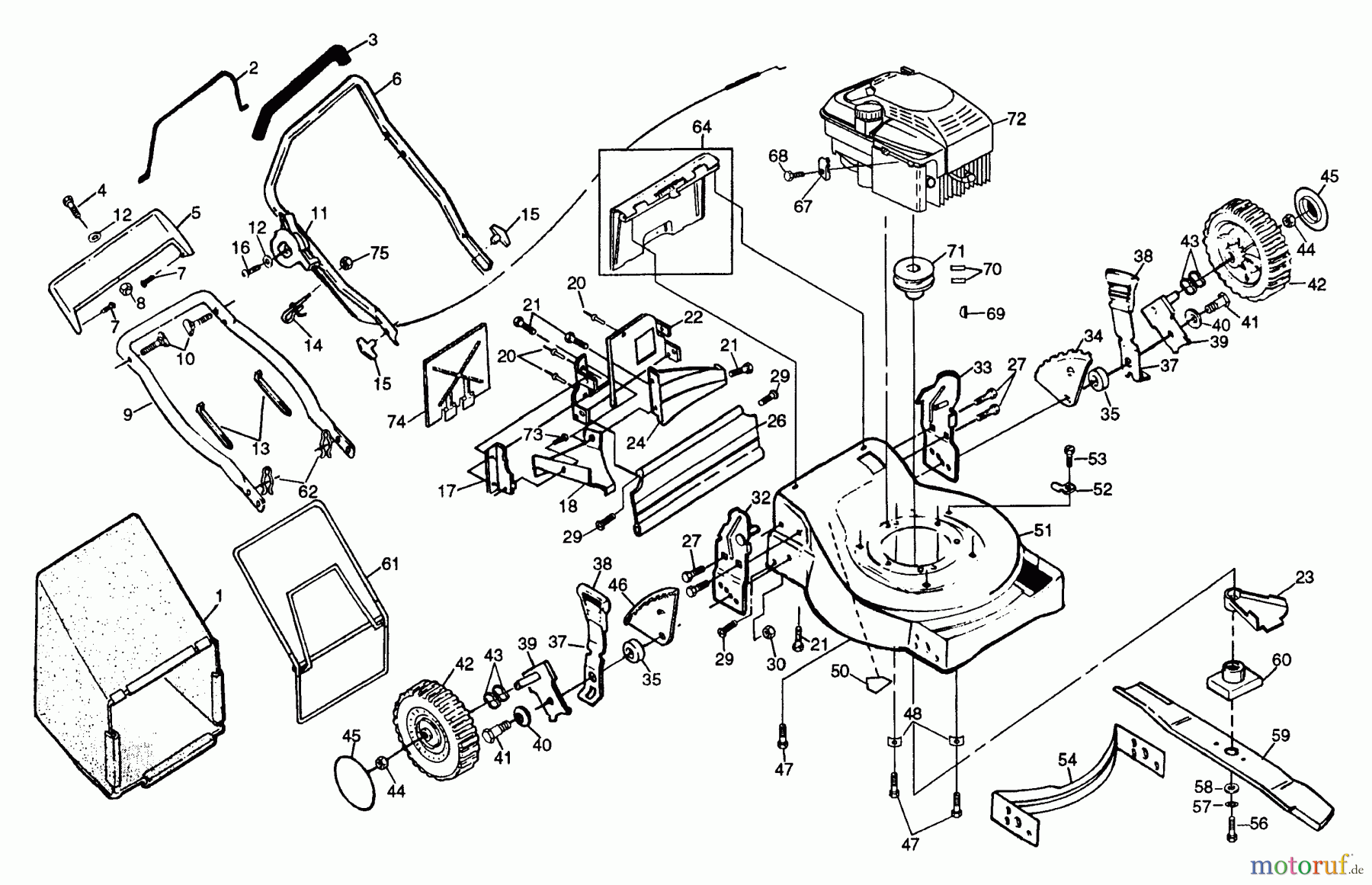Husqvarna Rasenmäher H56 SFEF (954072401) - Husqvarna Walk-Behind Mower (1995-03 & After) Rotary Lawn Mower - Model No. 56 sfe (H56sfef) - View A