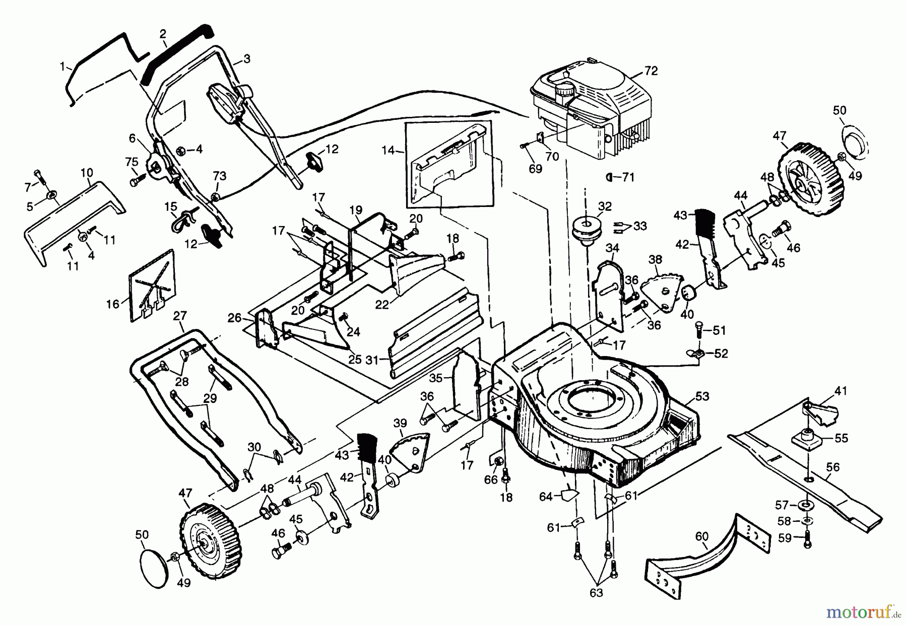 Husqvarna Rasenmäher H56 SFEF (954072401) - Husqvarna Walk-Behind Mower (1995-03 & After) Rotary Lawn Mower - Model No. 56sf (H56sfg) - View A