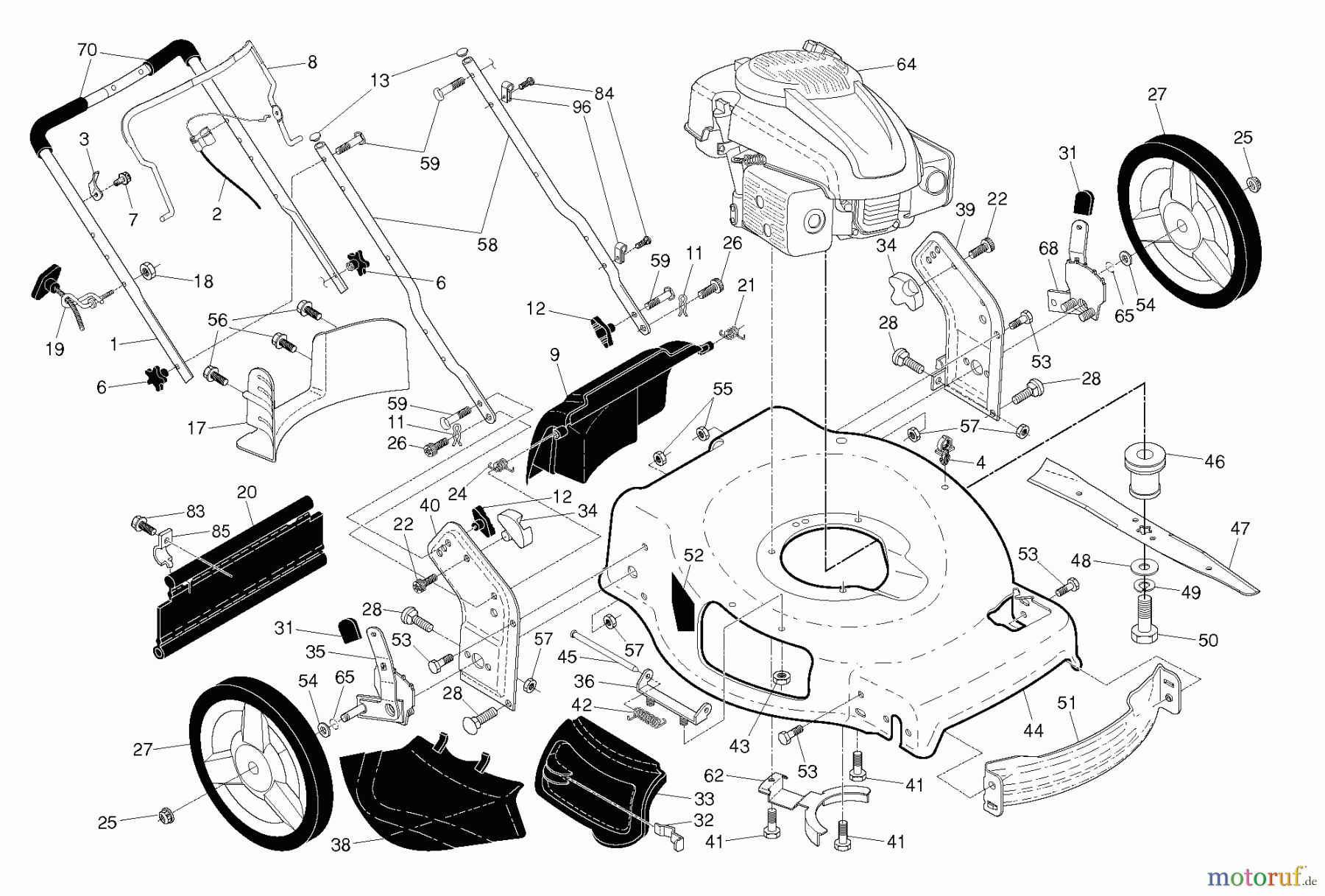Husqvarna Rasenmäher HU 600F (376972) - Husqvarna Walk-Behind Mower (2011-03 & After) FRAME ENGINE
