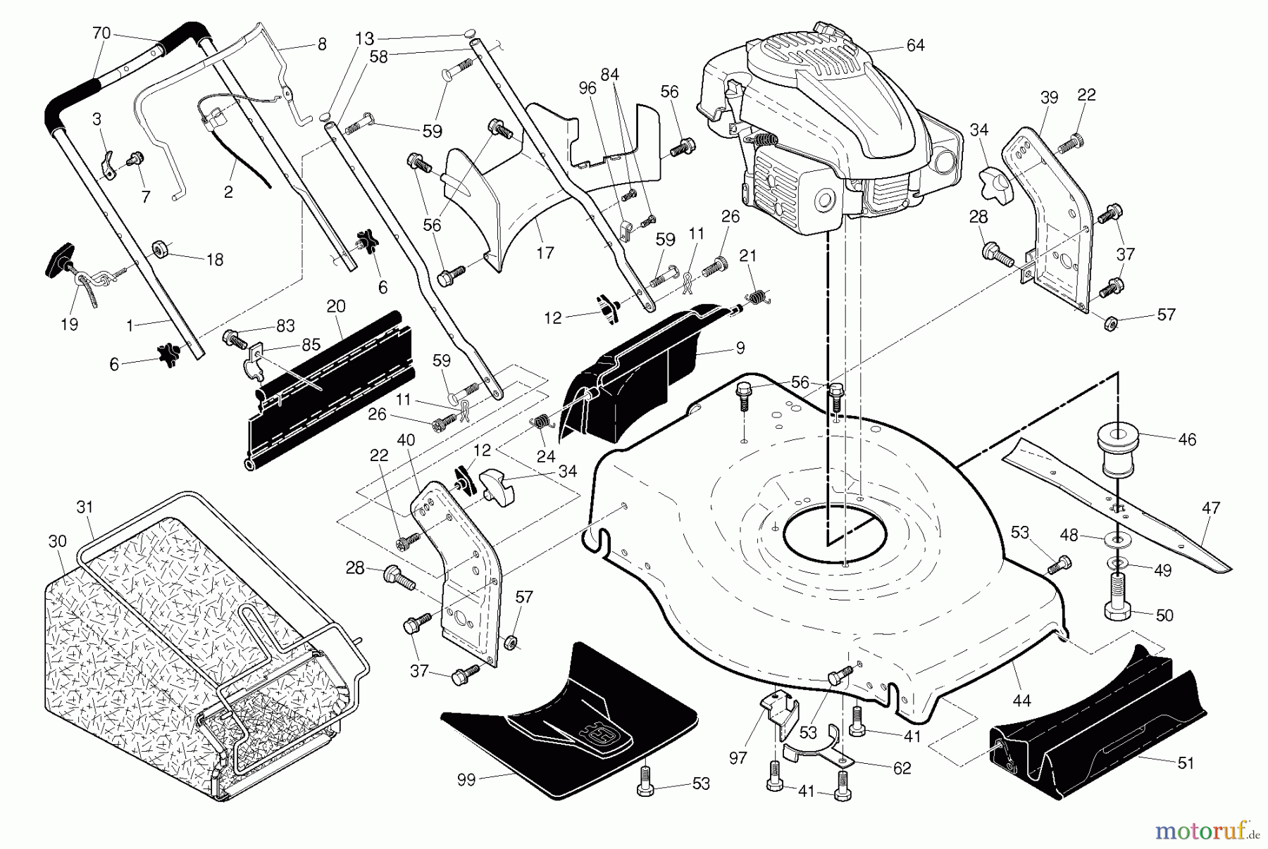 Husqvarna Rasenmäher HU 600L (96143006801) - Husqvarna Walk-Behind Mower (2011-04 & After) FRAME ENGINE