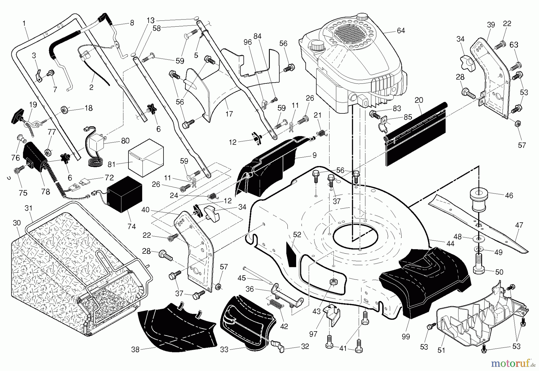 Husqvarna Rasenmäher HU 725E (96143009800) - Husqvarna Walk-Behind Mower (2013-02 & After) FRAME ENGINE