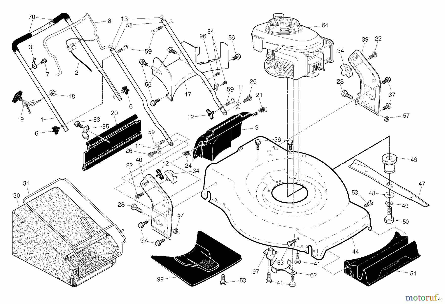 Husqvarna Rasenmäher HU 800HW (96143007102) - Husqvarna Walk-Behind Mower (2011-04 & After) FRAME ENGINE