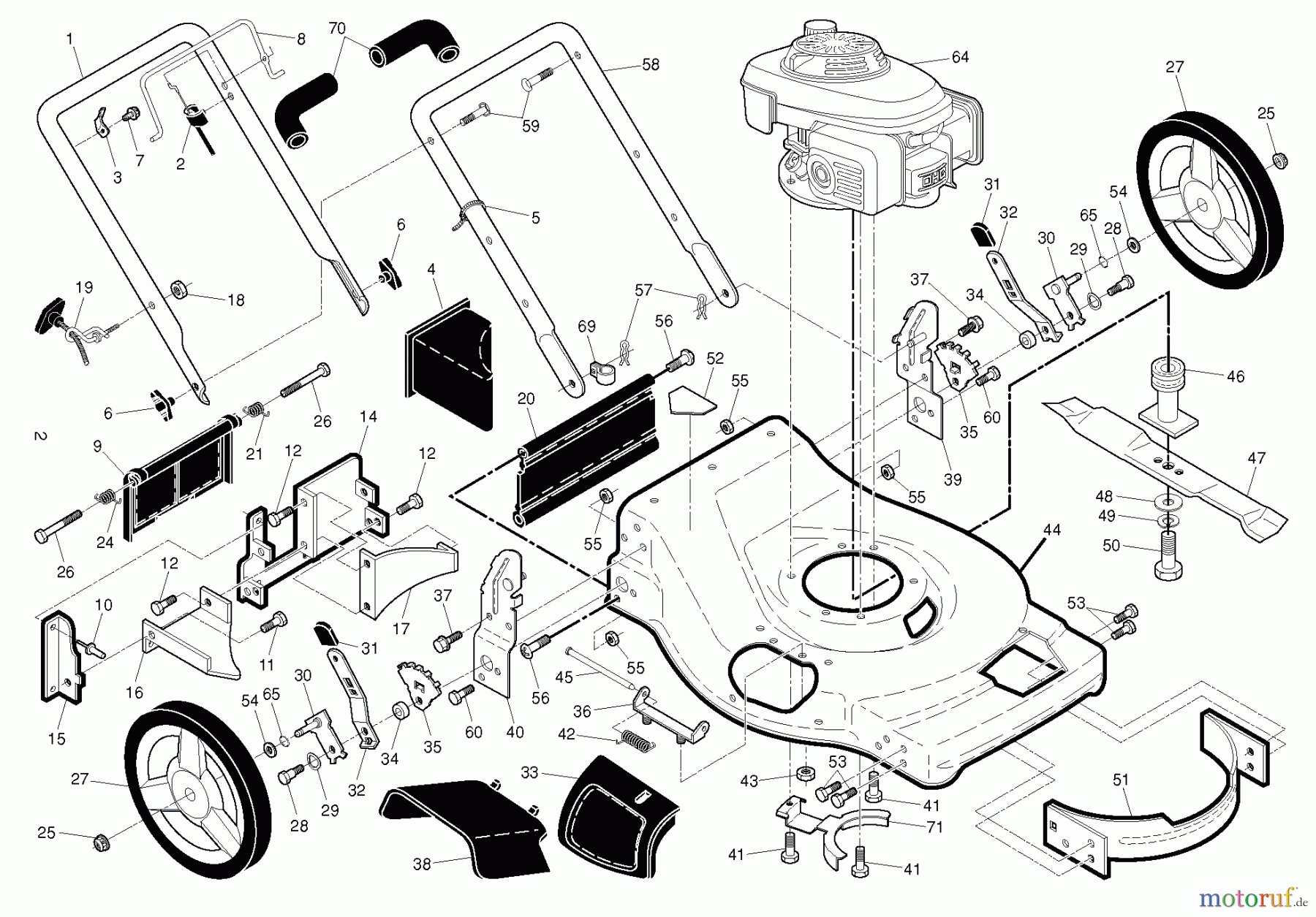 Husqvarna Rasenmäher HU700F (96145000601) - Husqvarna Walk-Behind Mower (2012-01 & After) FRAME ENGINE